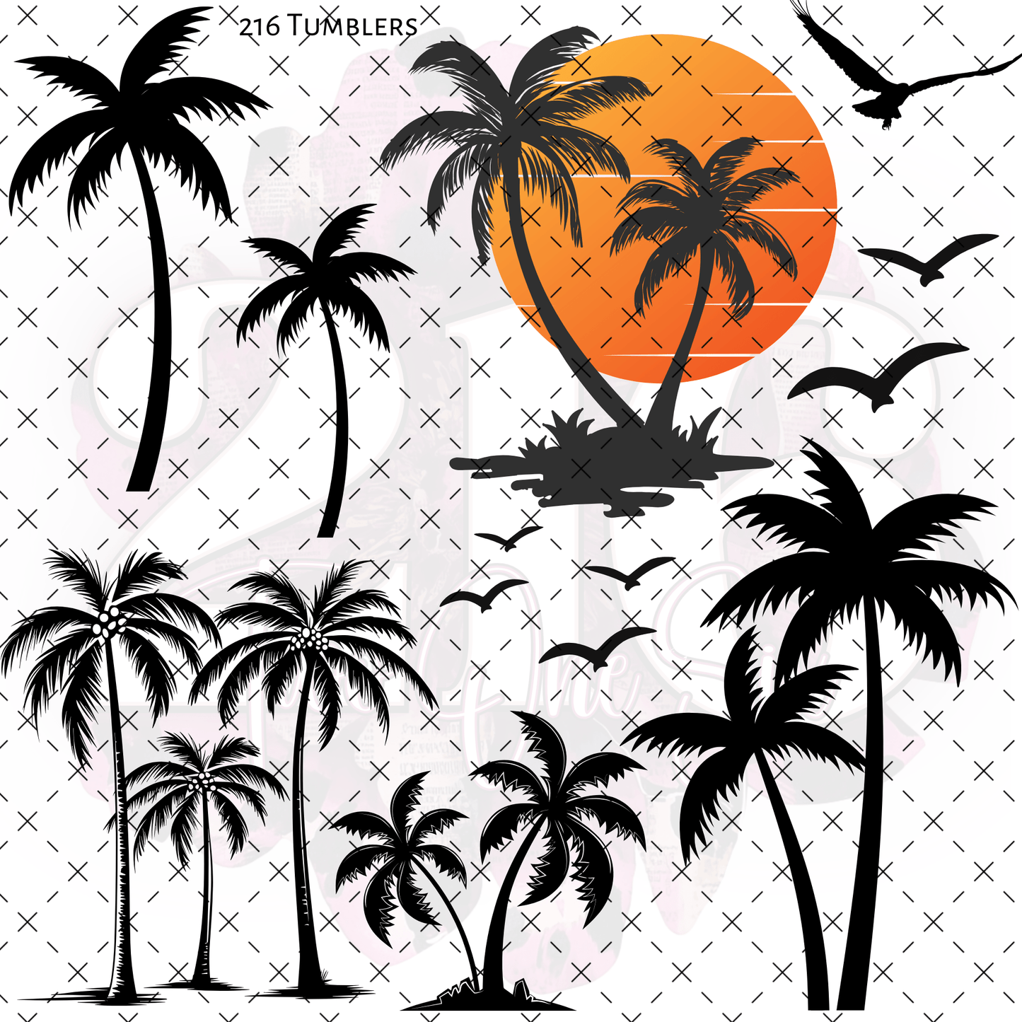 10X10 - 183 PALM TREES - 216 Tumblers