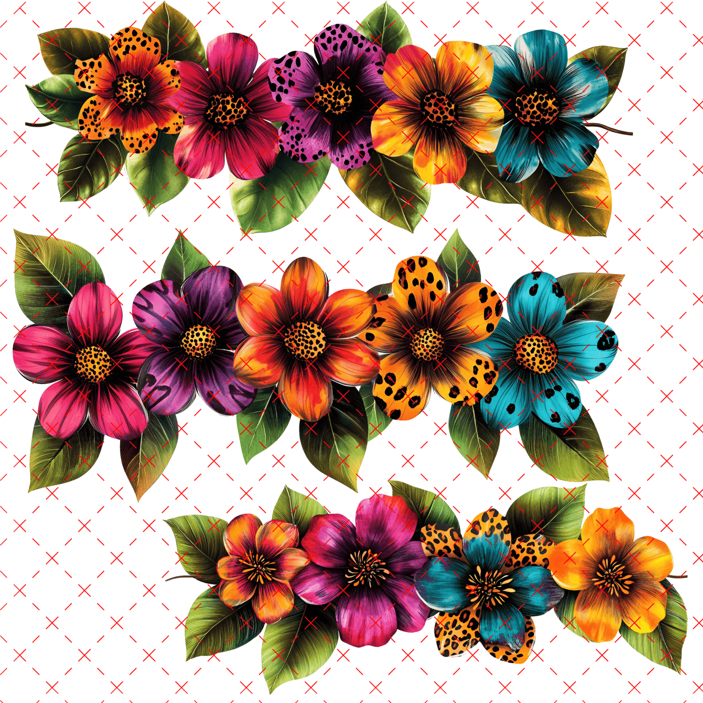 10X10 - 31 LEOPARD FLORAL BANDS - 216 Tumblers