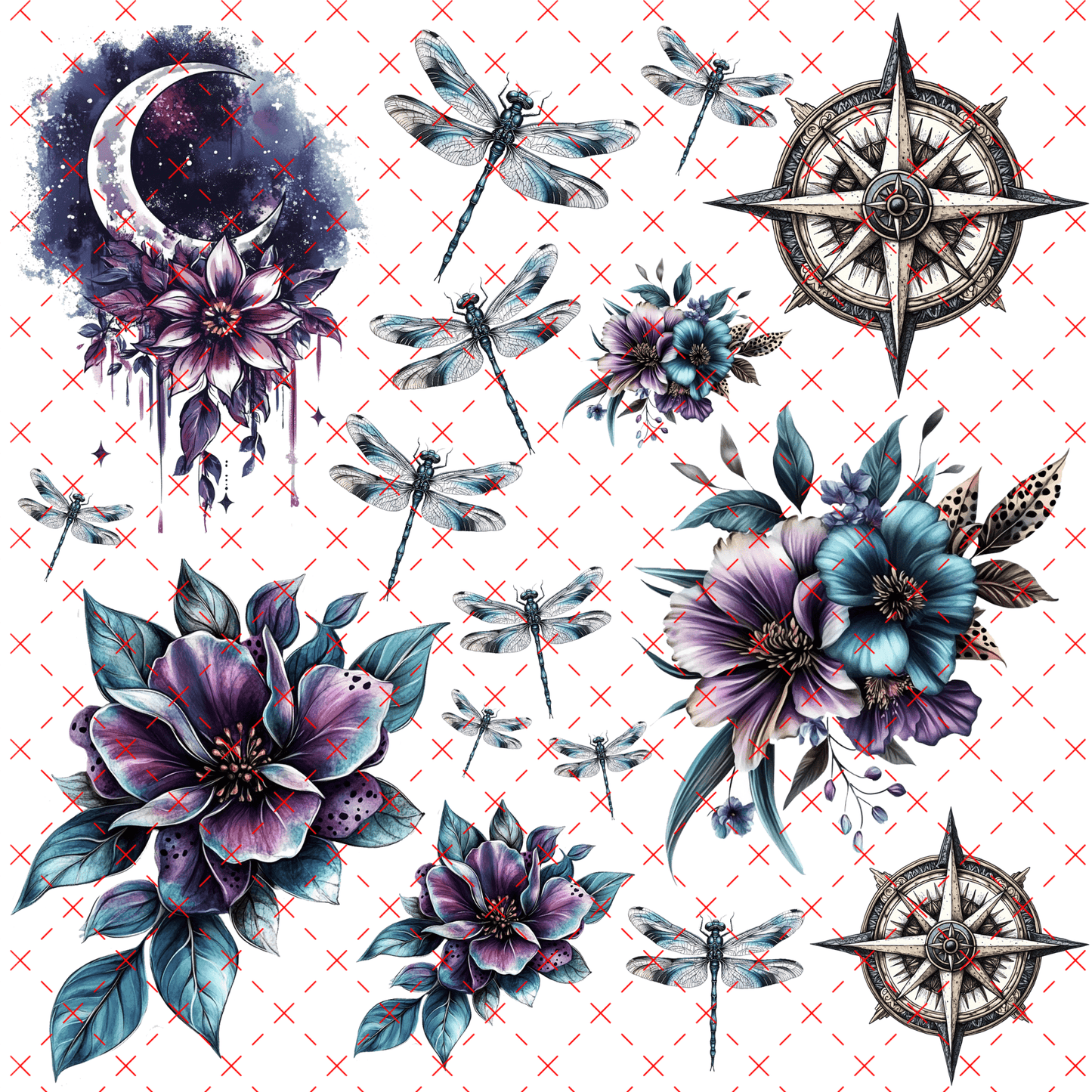 10X10 - 53 DRAGONFLY CELESTIAL - 216 Tumblers