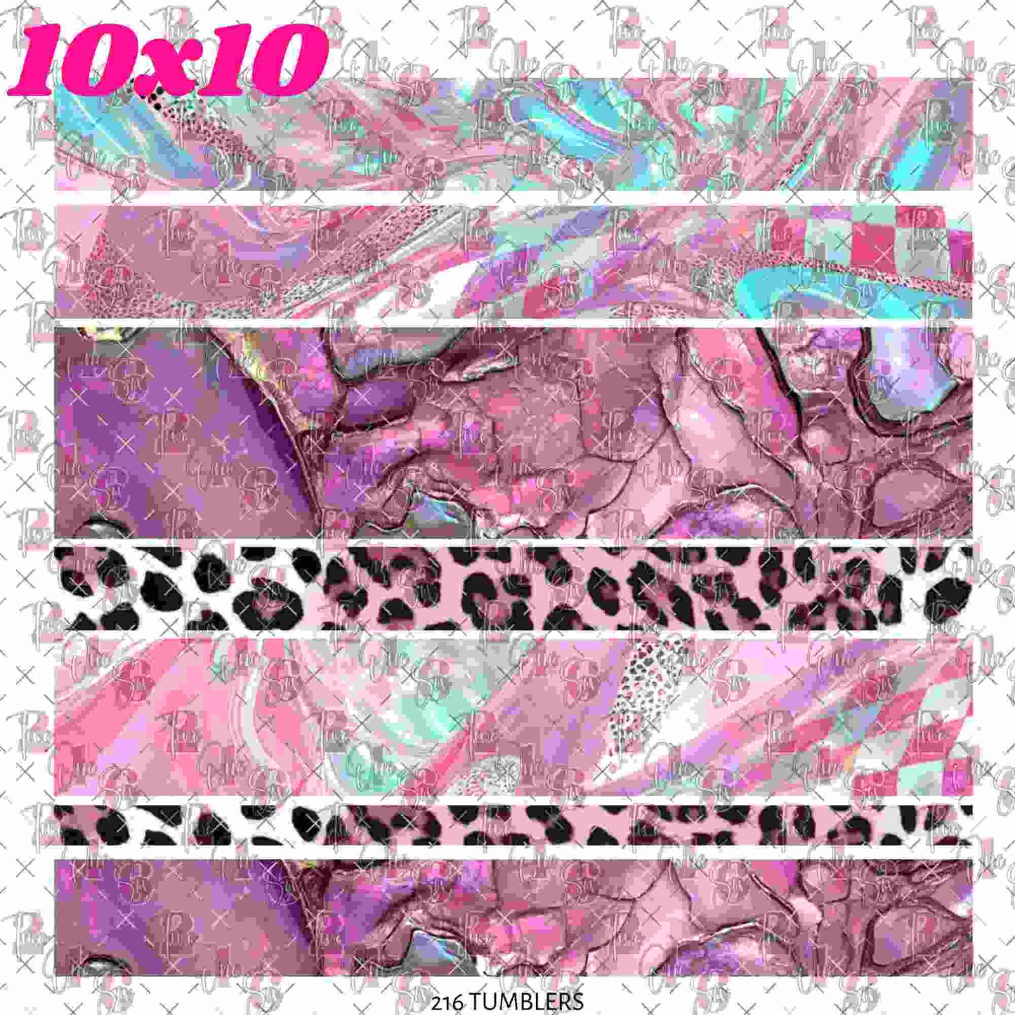 10X10 - 96 PINK BANDS - 216 Tumblers