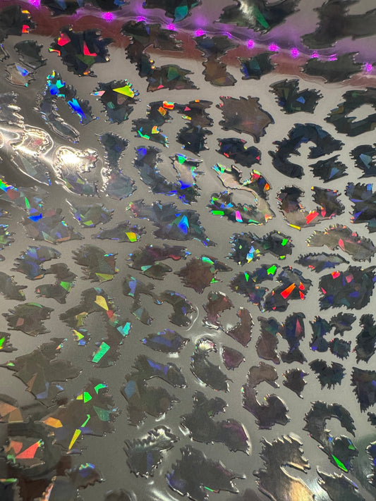 10X10 - DIAMOND CUT HOLOGRAPHIC LEOPARD SILVER - 216 Tumblers