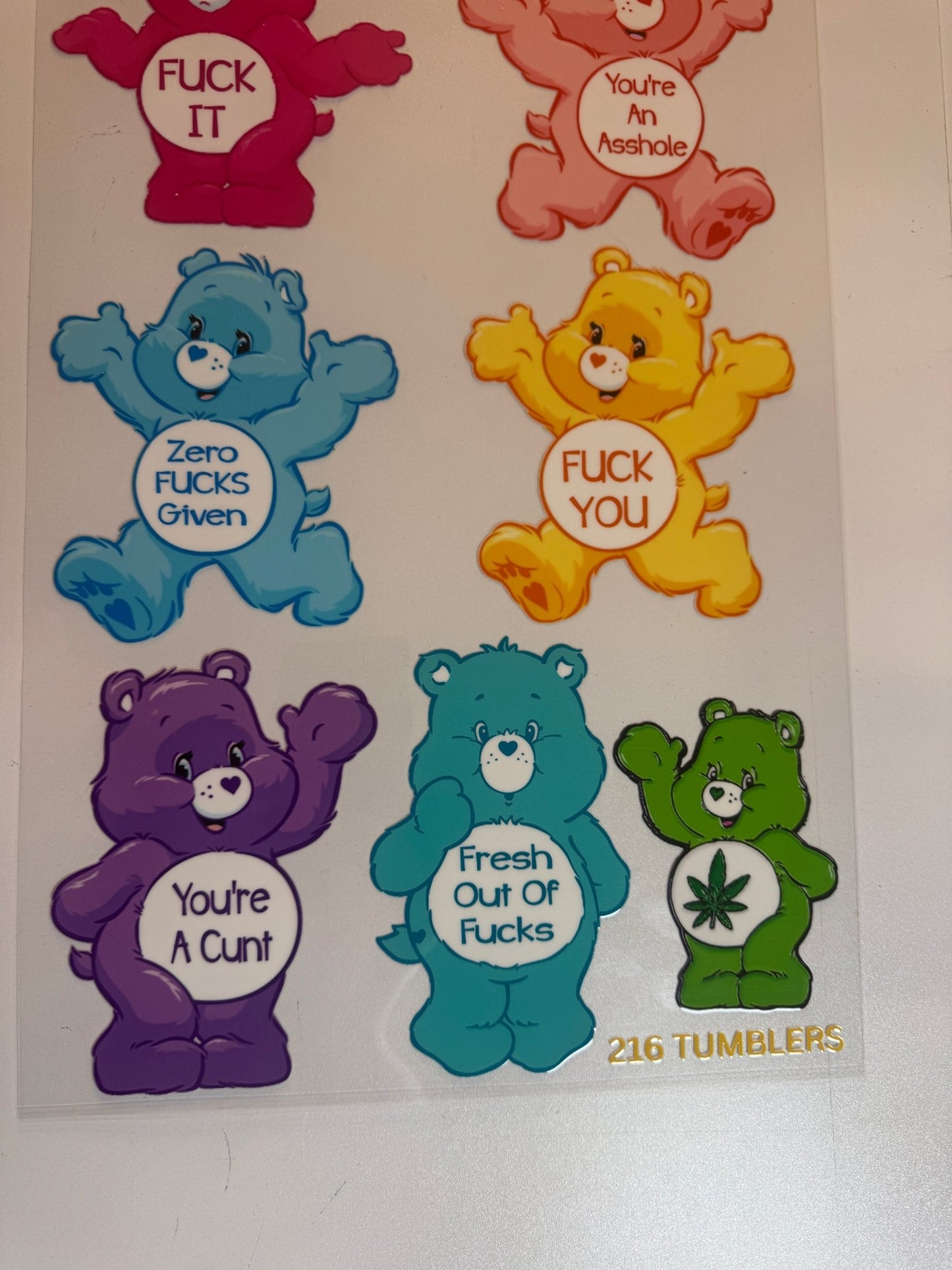 10x24 THEME SHEET - SWEAR BEARS - 216 Tumblers