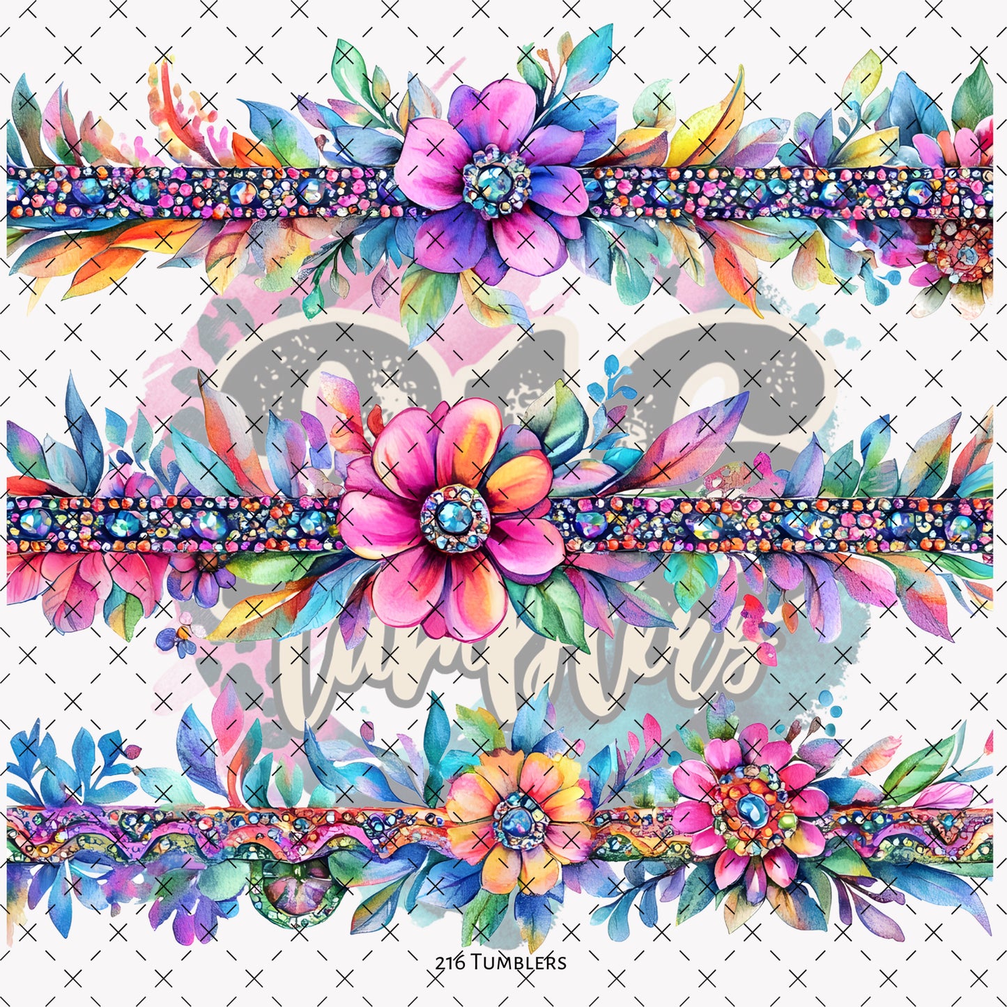 10X10- 166 3 FLORAL STRIPS