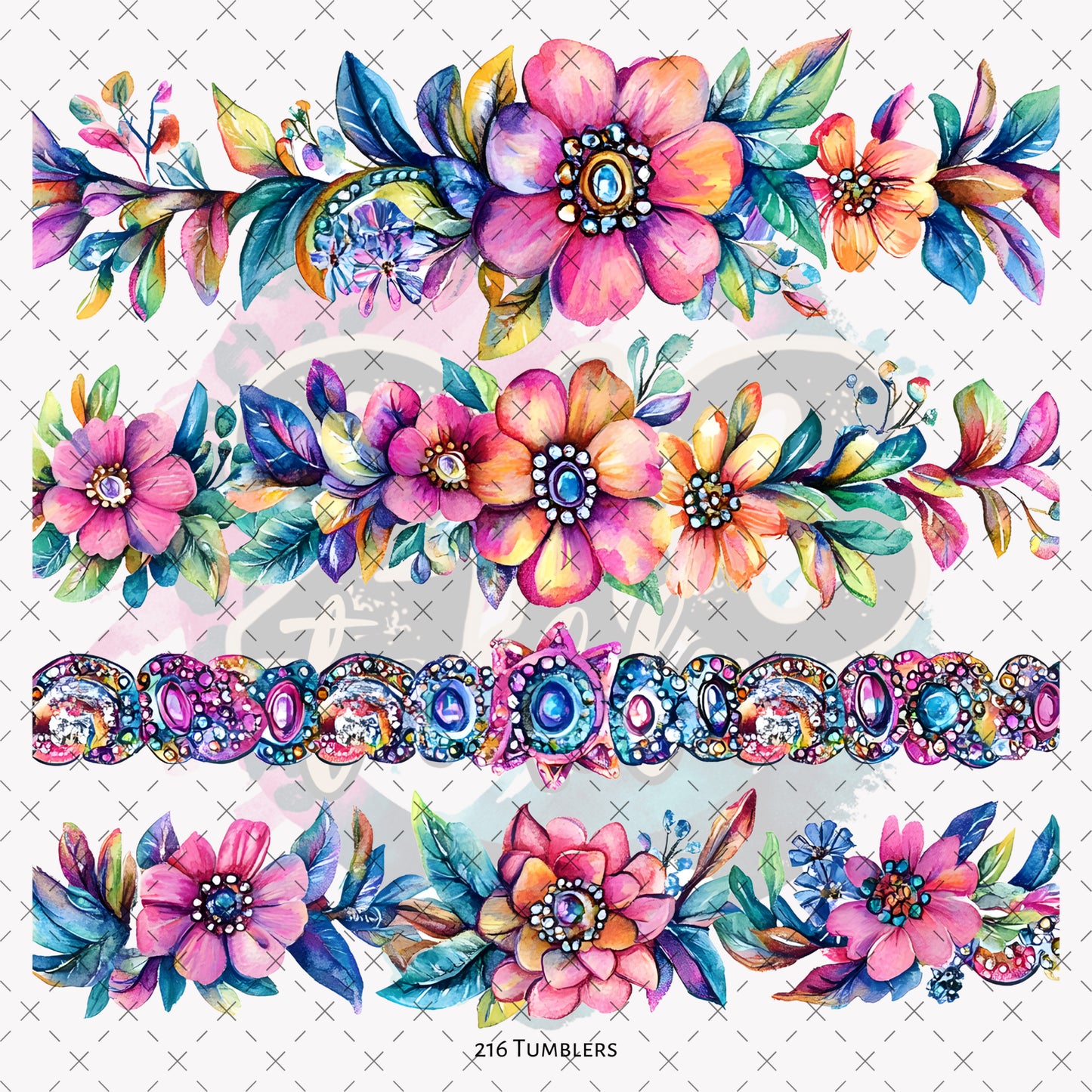 10X10- 167 4 FLORAL STRIPS