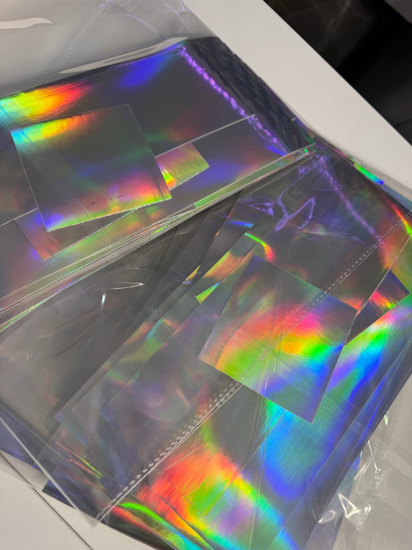 1LB OF HOLOGRAPHIC SCRAPS (NOT PRINTED ON) - 216 Tumblers