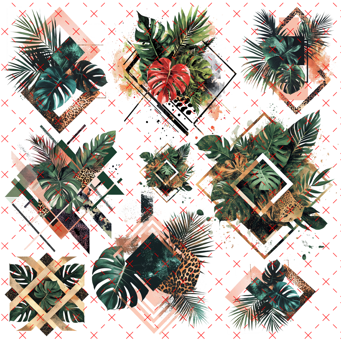 10X10 -62 GEOMETRIC MONSTERA