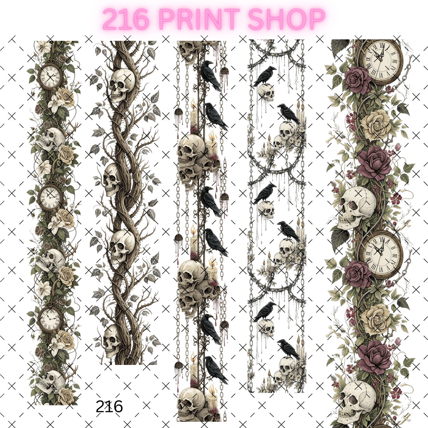216 PRINT SHOP - 10X10 SKULL STALKS - 216 Tumblers