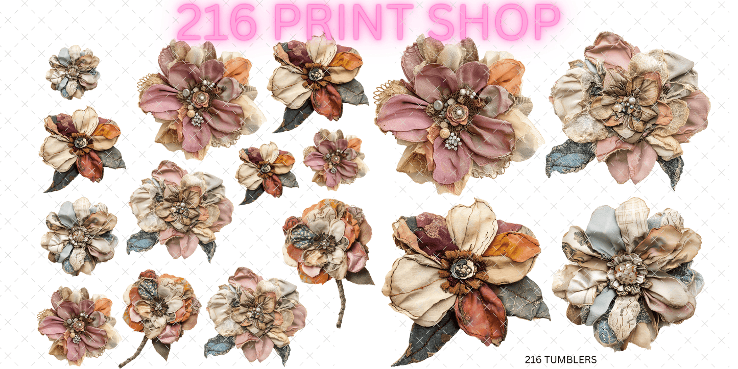216 PRINT SHOP - 10X5 FLORAL HALF SHEET - 216 Tumblers