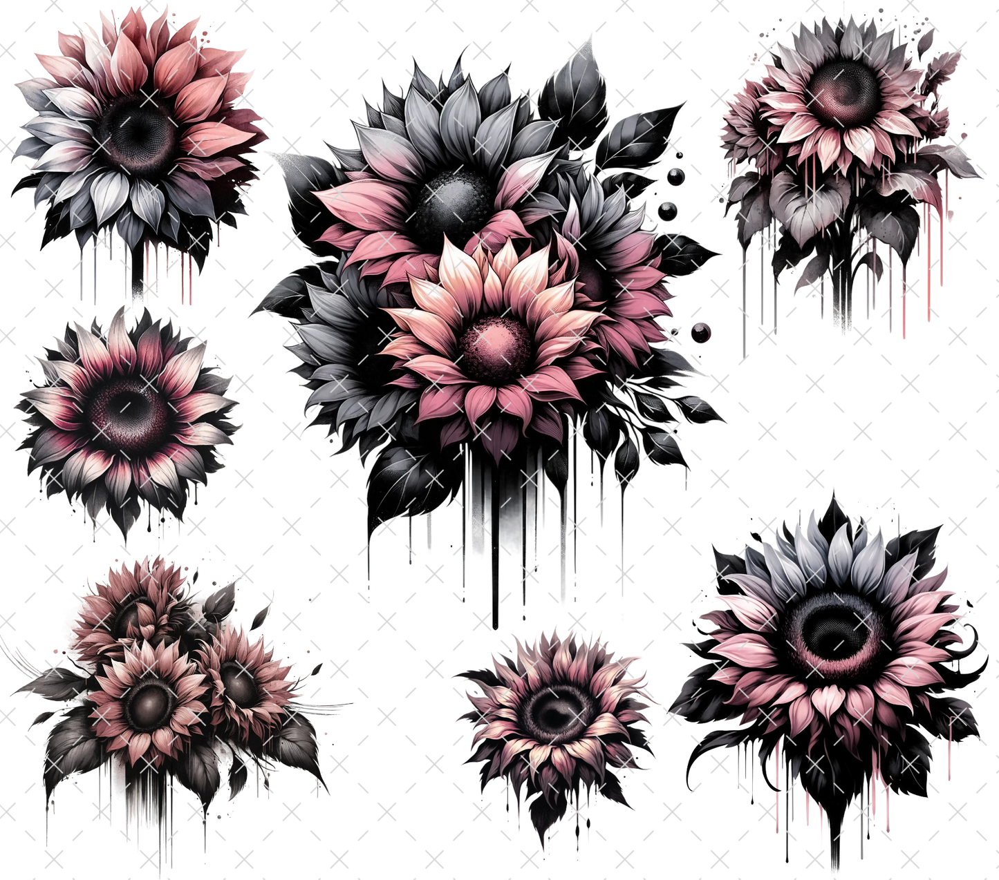 #20-152 PINK/GREY FLOWERS