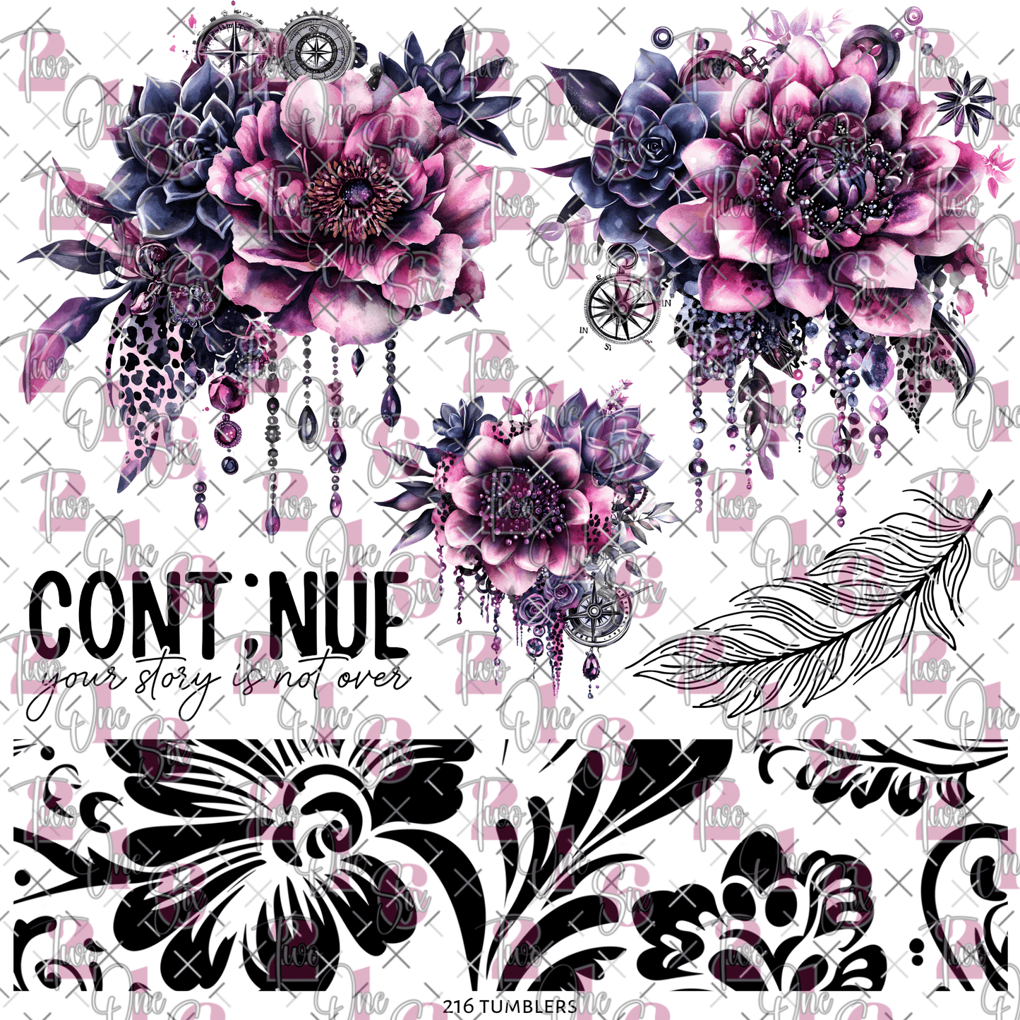 293 CONTINUE FLORAL - 216 Tumblers