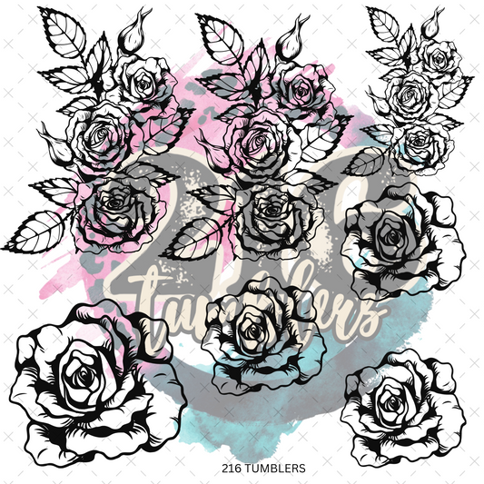 IN WHITE - 76 FLORAL BUNDLE OUTLINES