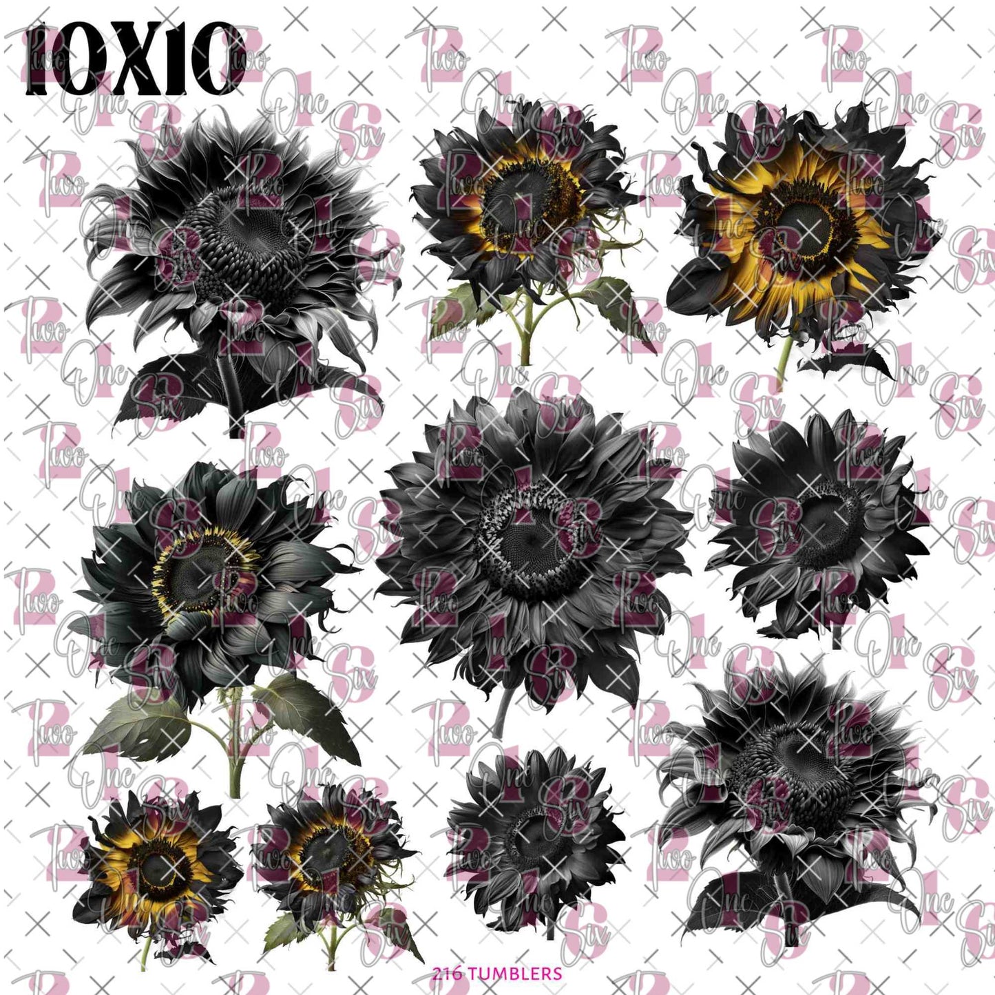 389 BLACK FLOWERS - 216 Tumblers