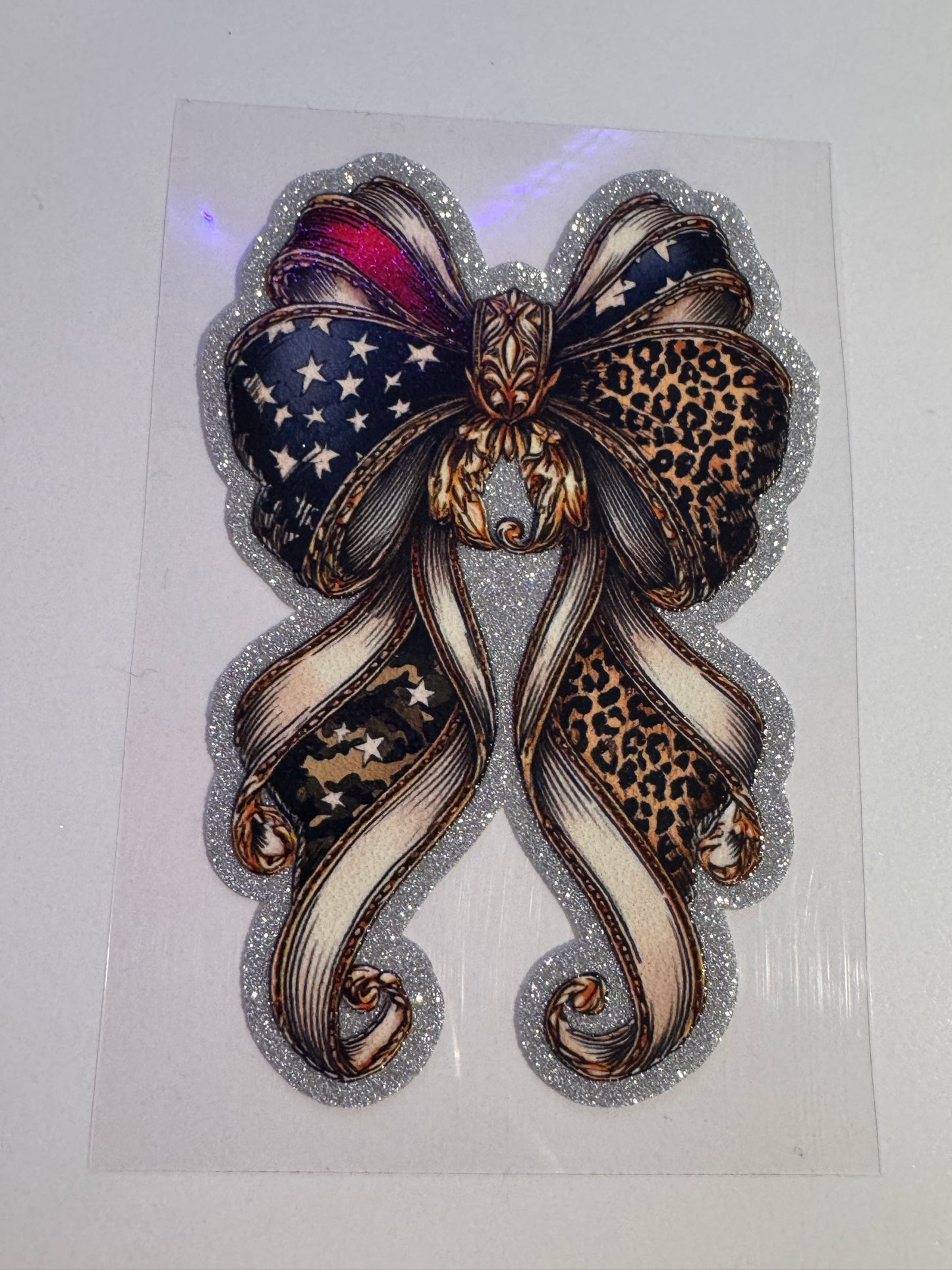 GLITTER UVDTF 410 AMERICAN FLAG BOW