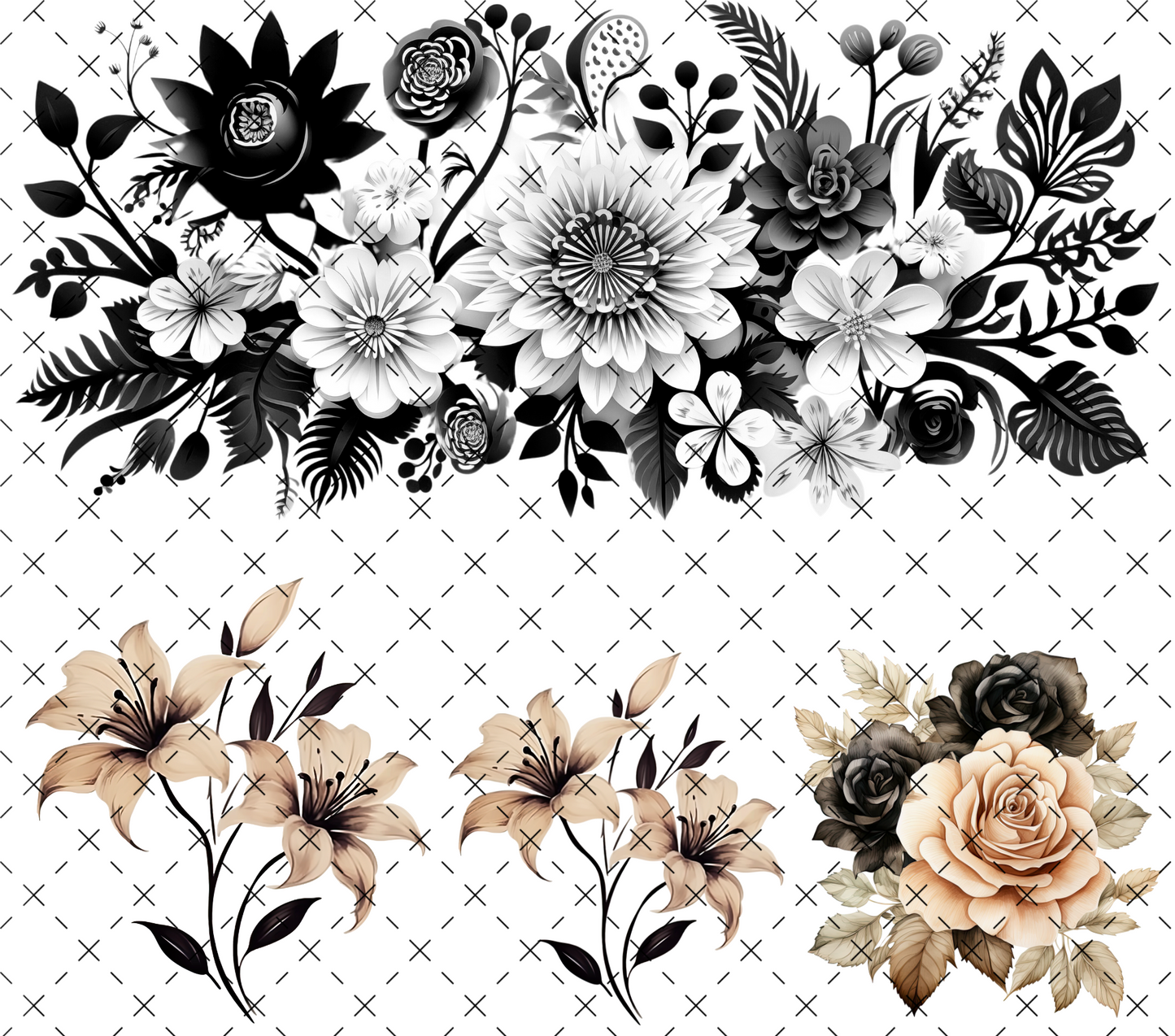 #20-179 MONOCHROMATIC FLORAL / SEPIA