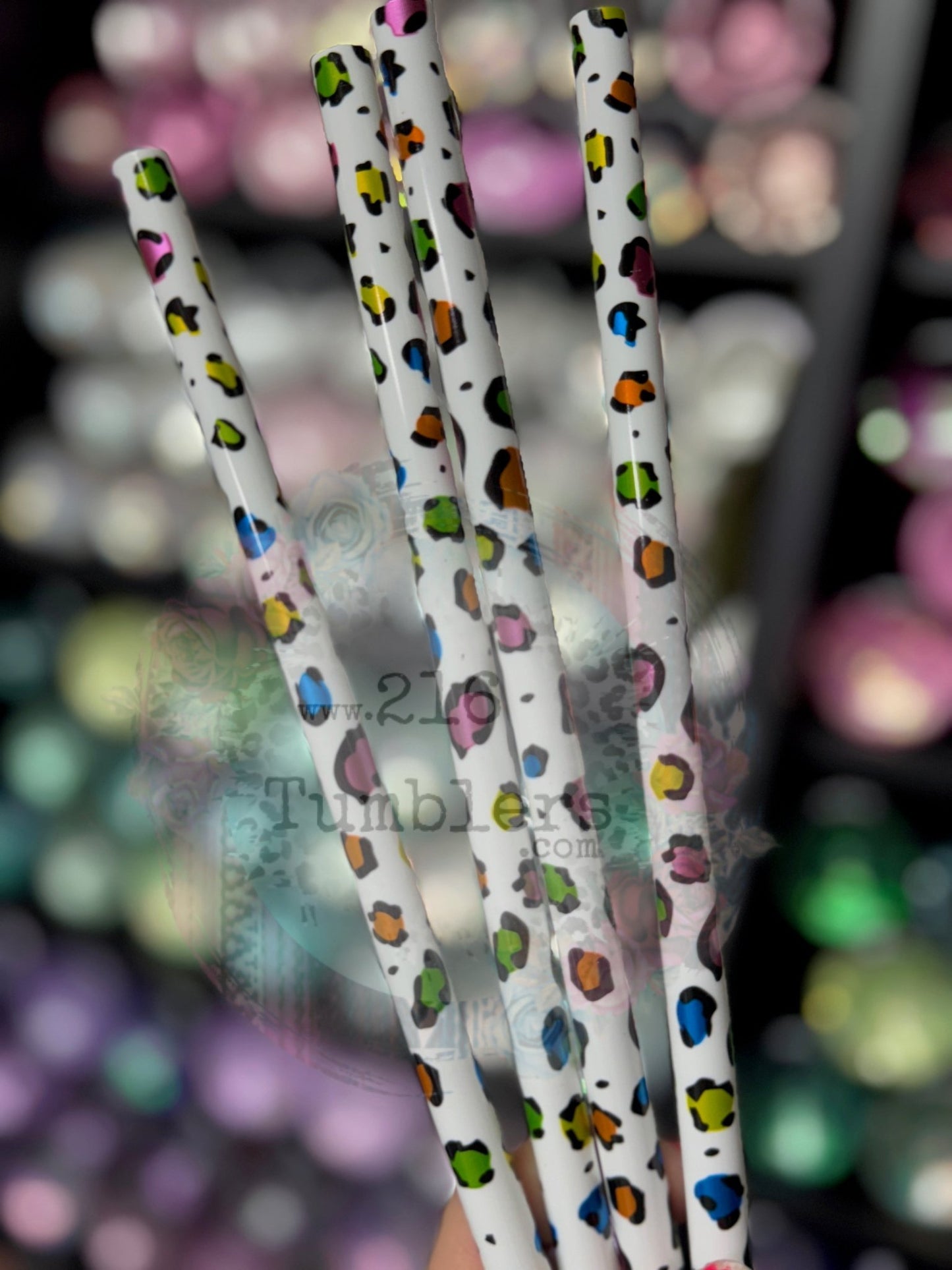 428 Colorful Chrome Leopard (white) 32 - 40oz - 216 Tumblers