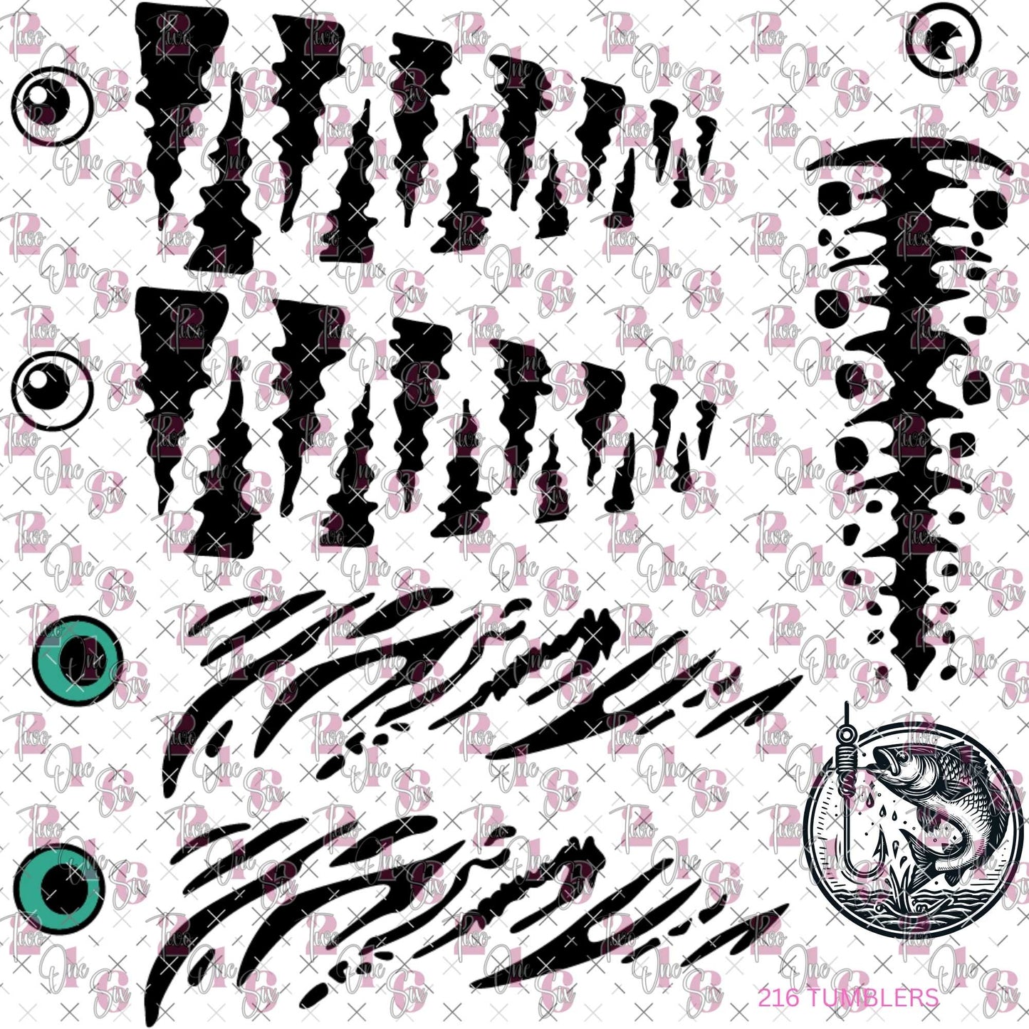 452 HERE FISHY FISHY (GREEN) - 216 Tumblers