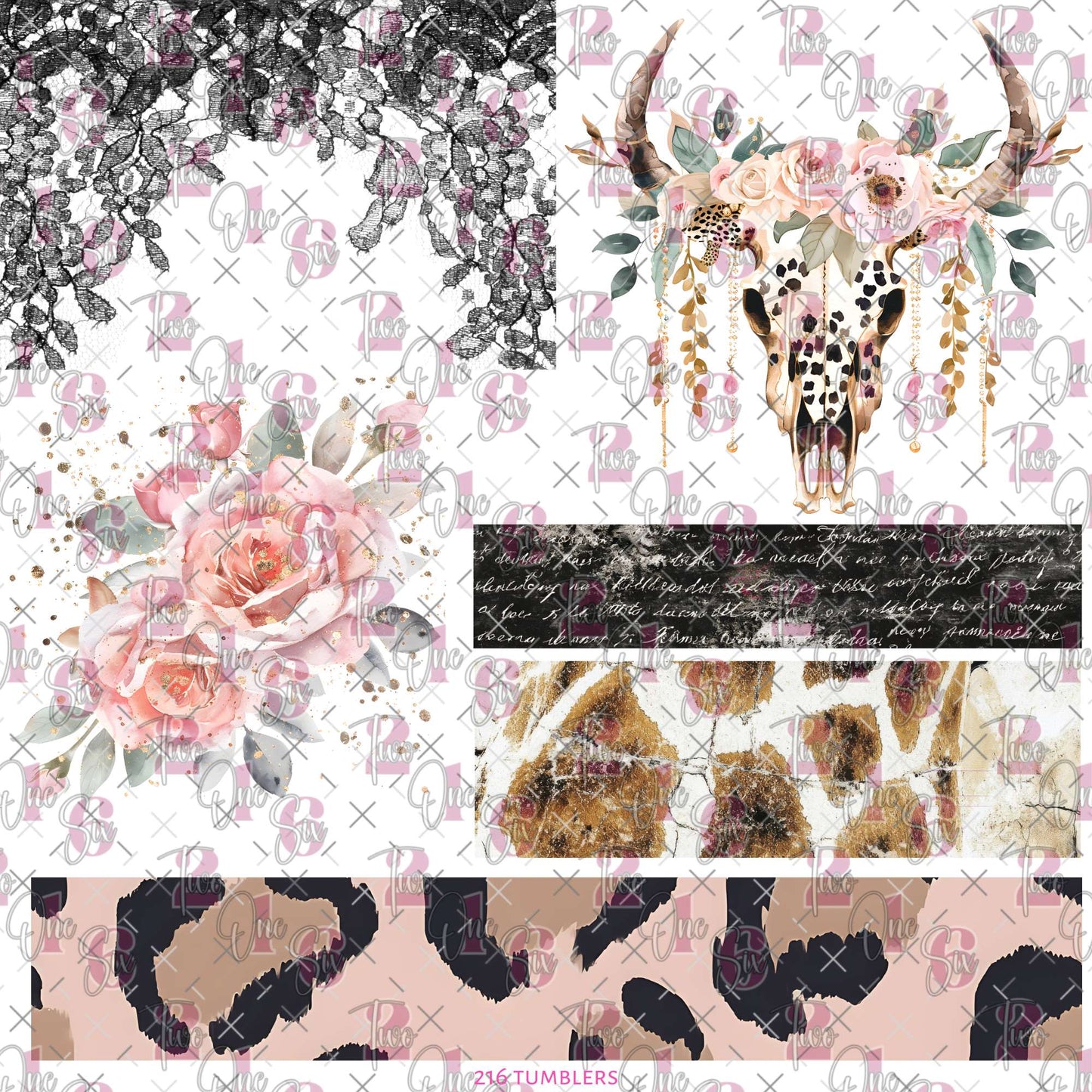 490 LACE AND BULL - 216 Tumblers