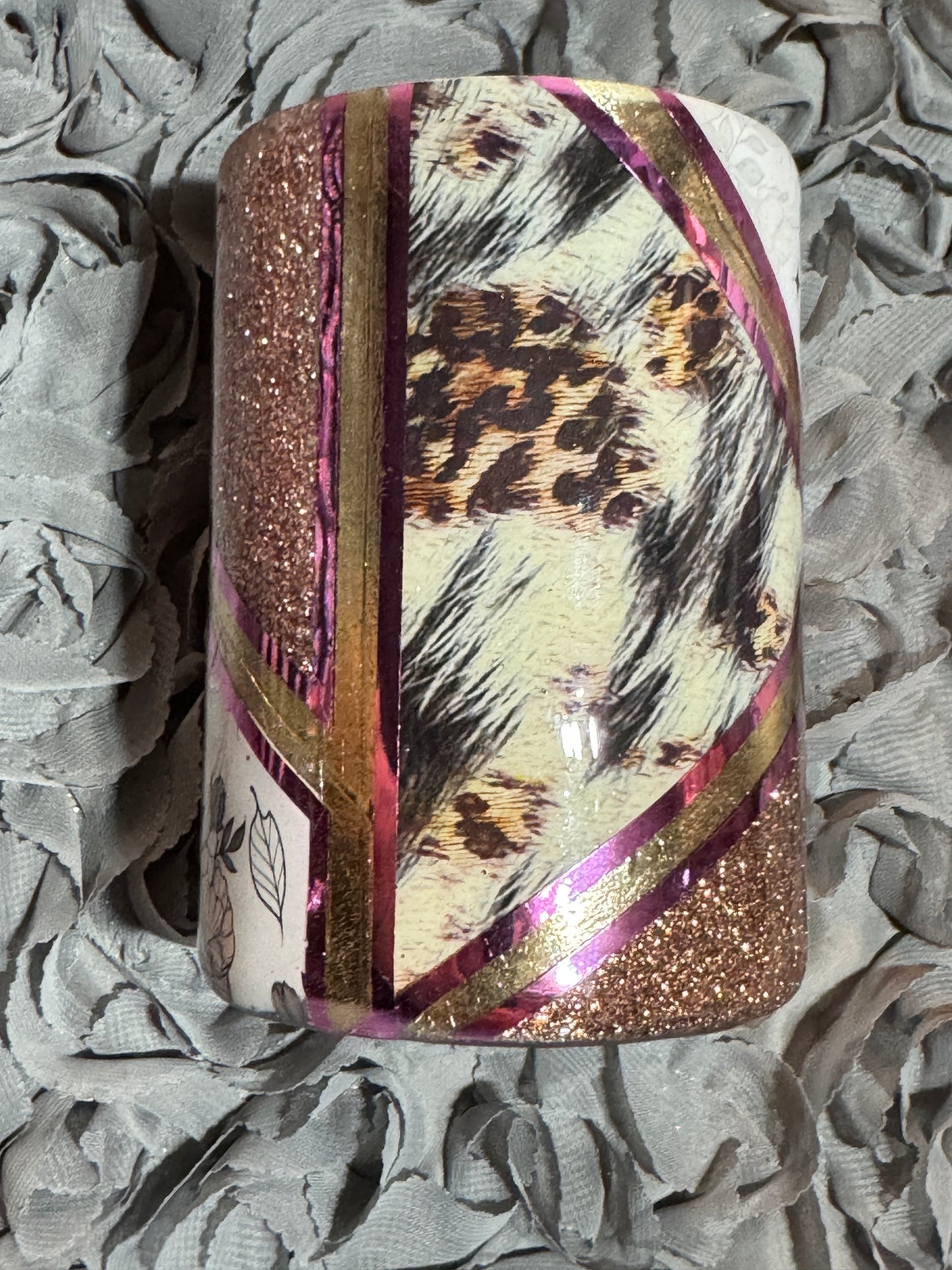 Leopard Floral Skull Tumbler