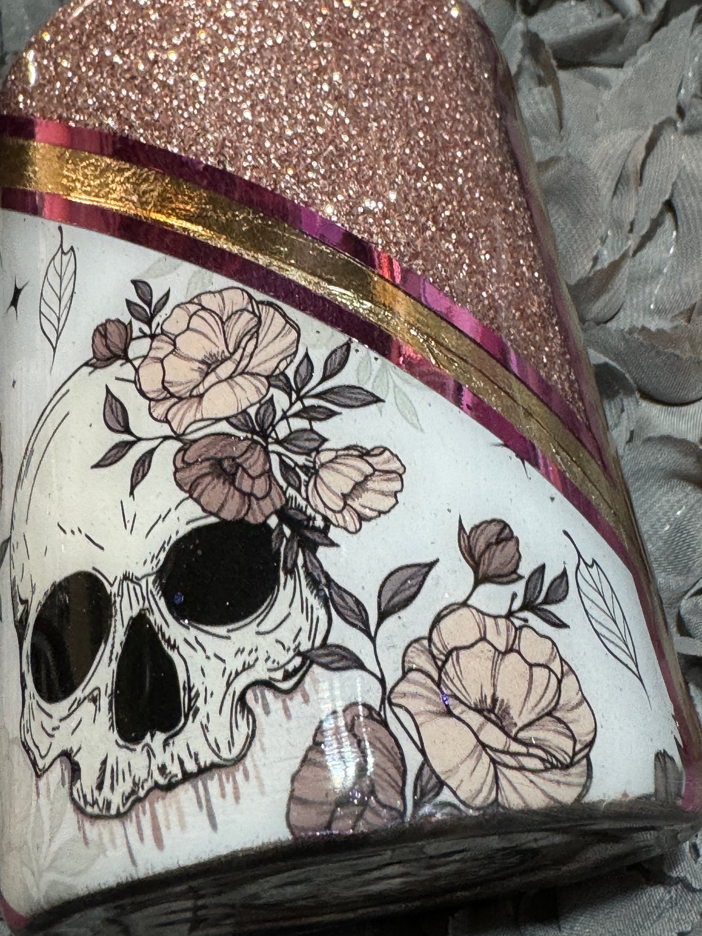 Leopard Floral Skull Tumbler