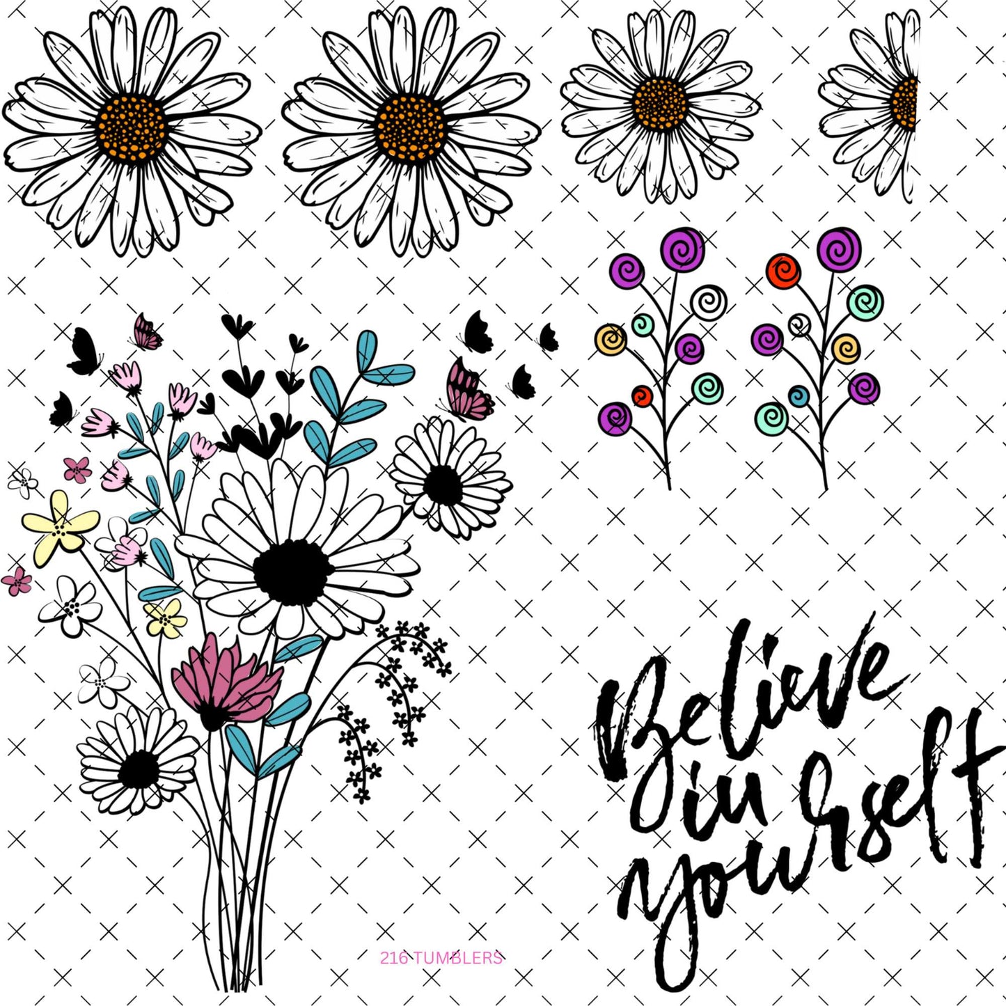 707 216 PAINTED FLORALS - 216 Tumblers