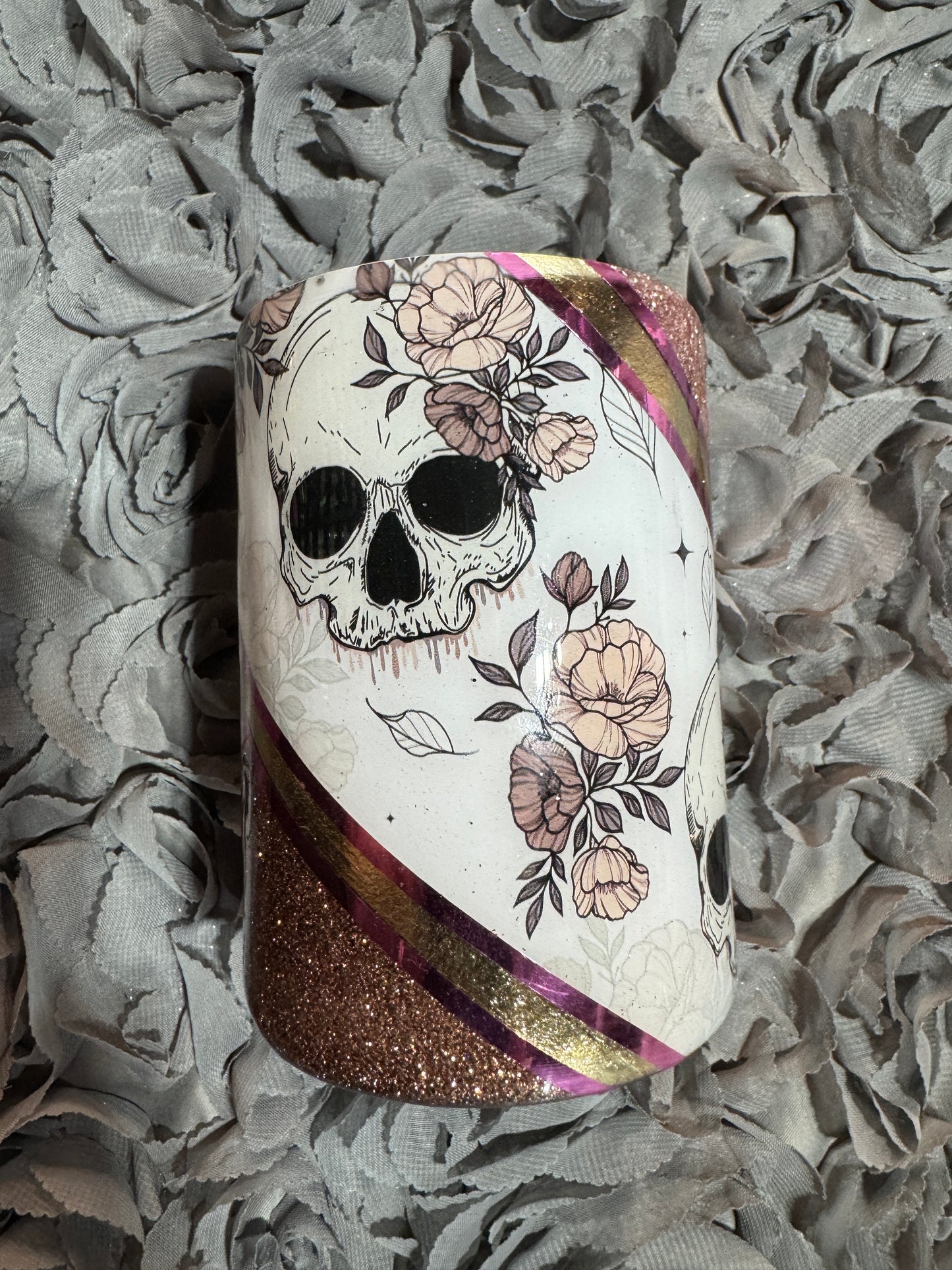 Leopard Floral Skull Tumbler
