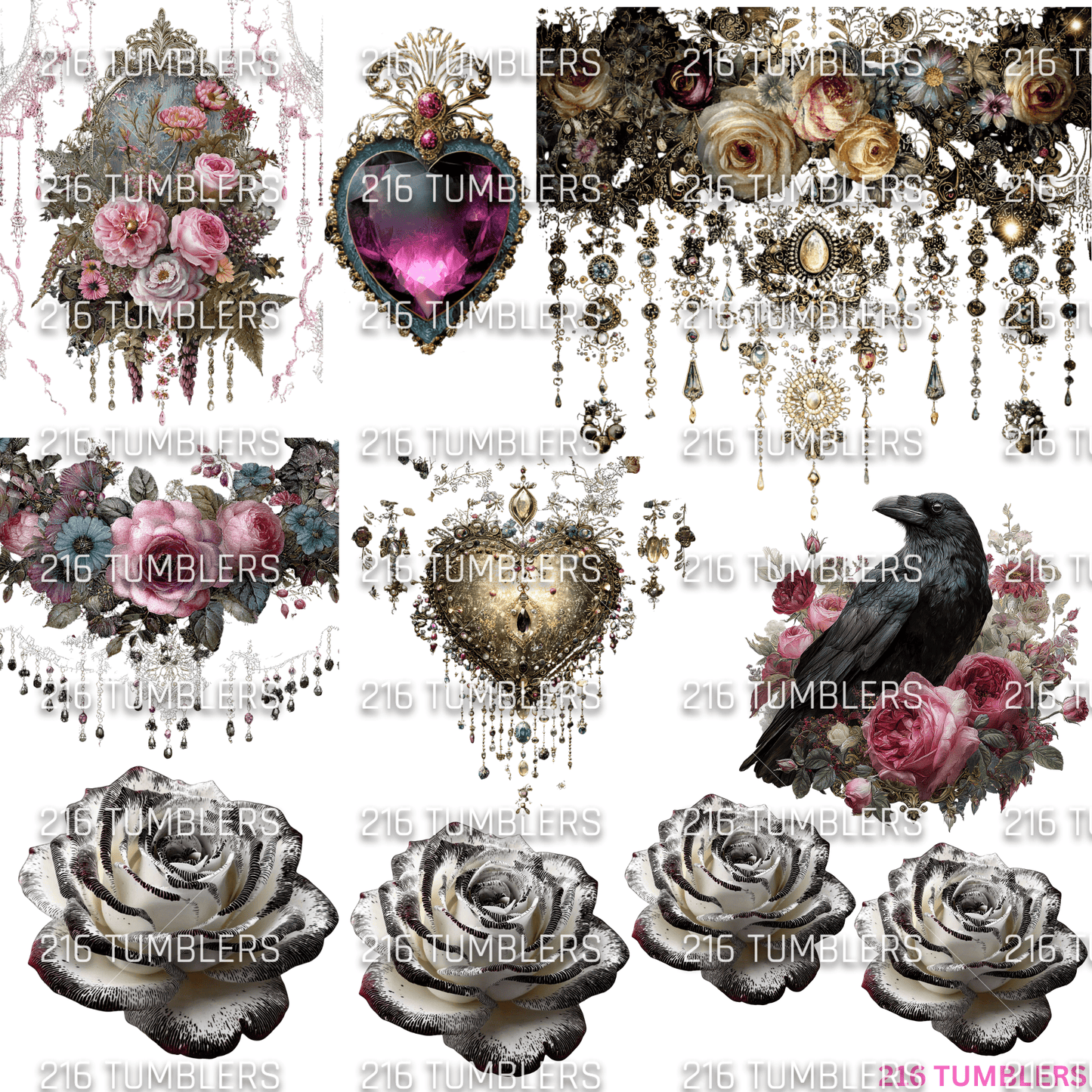 970 SWEET JEWELS AND FLOWERS - 216 Tumblers