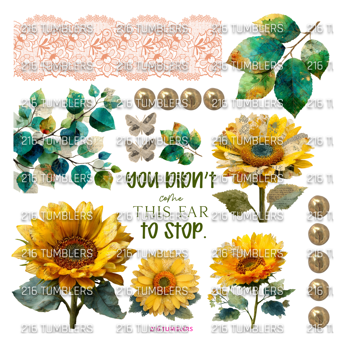 993 SUNFLOWERS AND OTHER THINGS W/WORDS - 216 Tumblers
