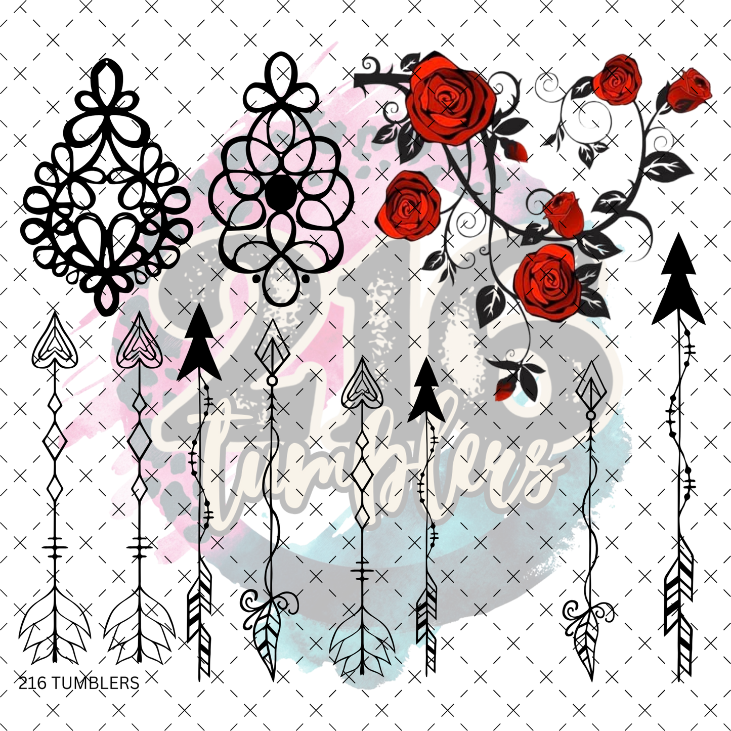 10X10- 87 TWISTED ARROWS OUTLINES