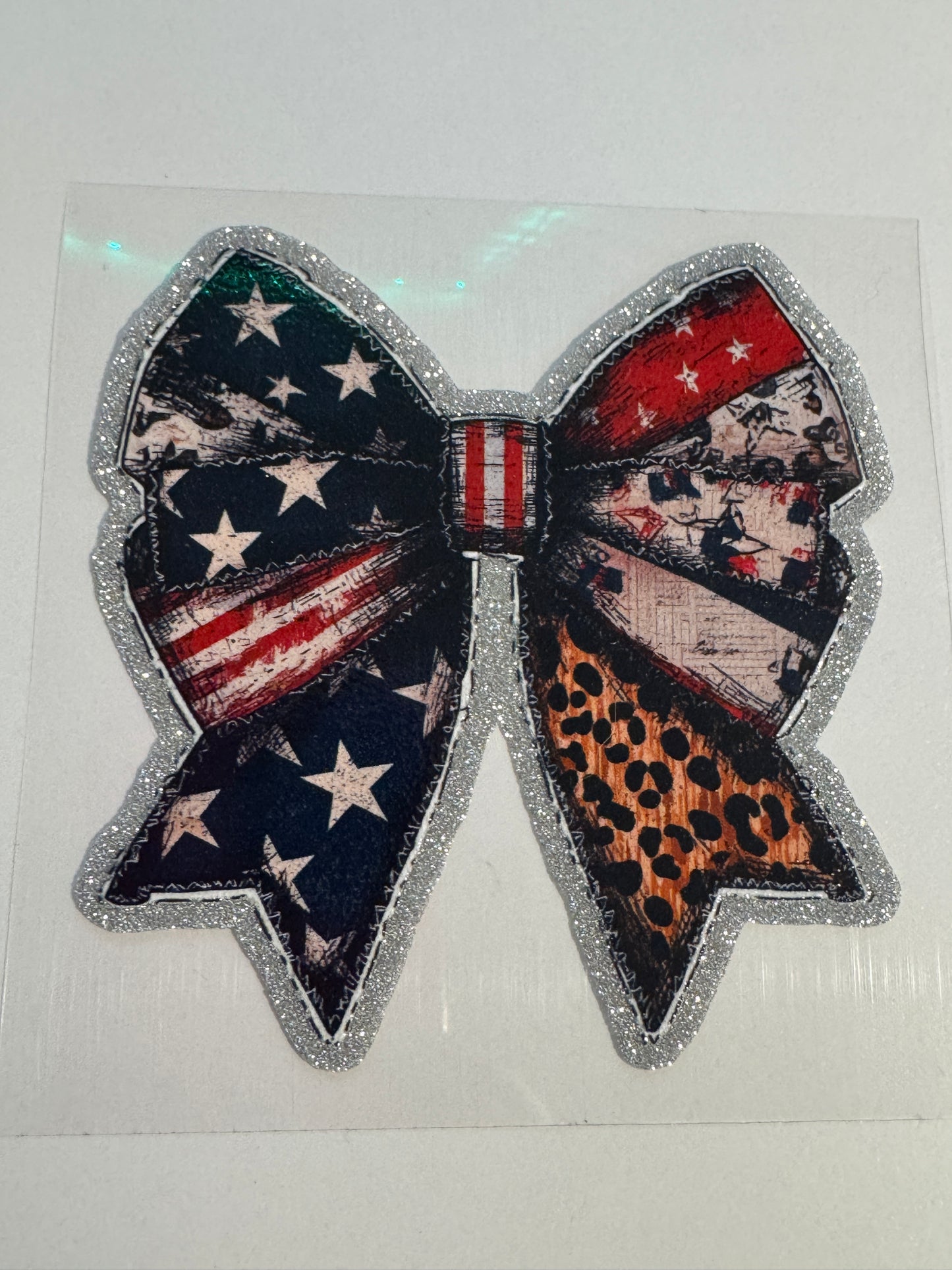 GLITTER UVDTF 409 AMERICAN FLAG BOW