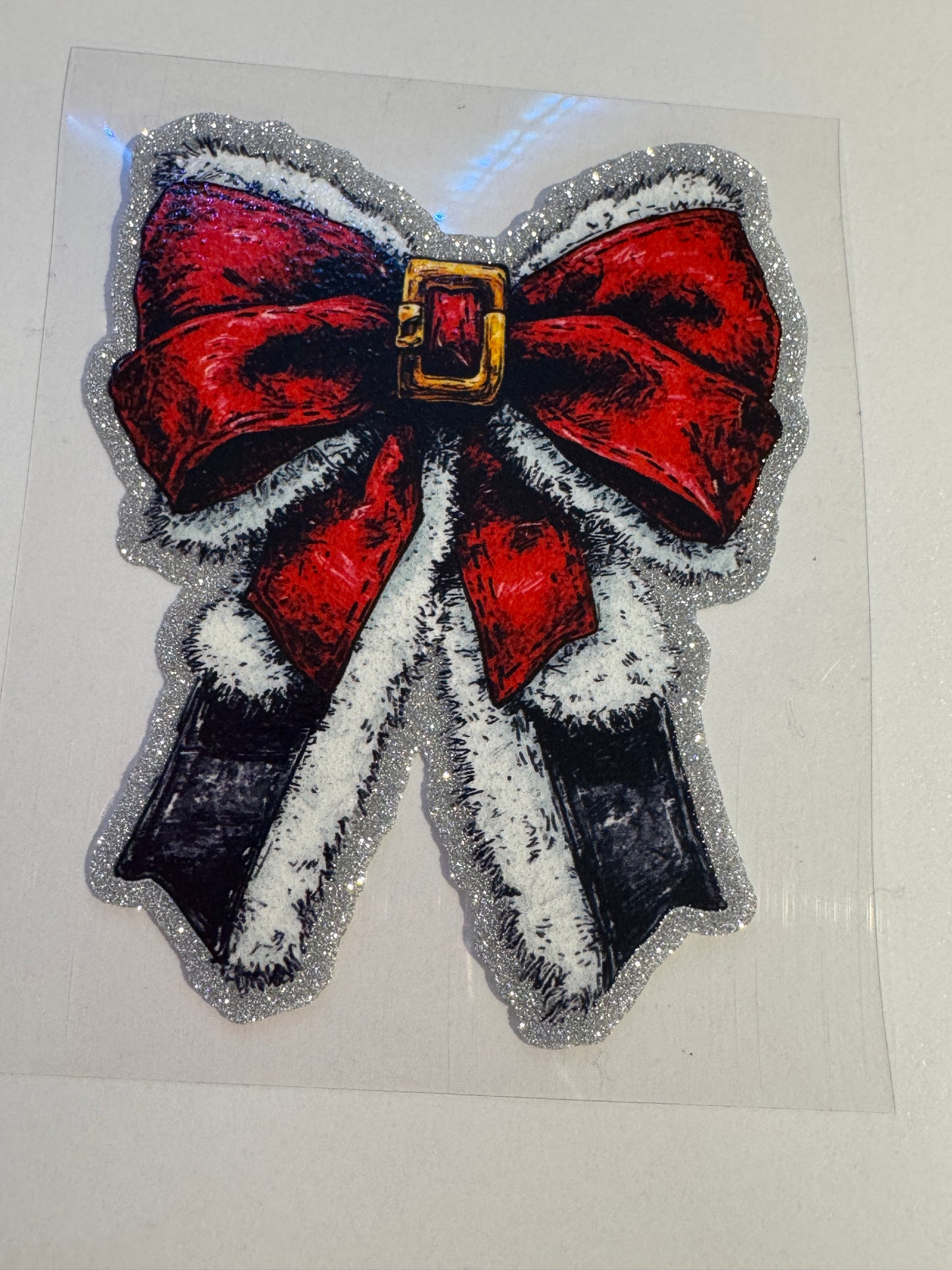 GLITTER UVDTF 418 SANTA BELT BOW