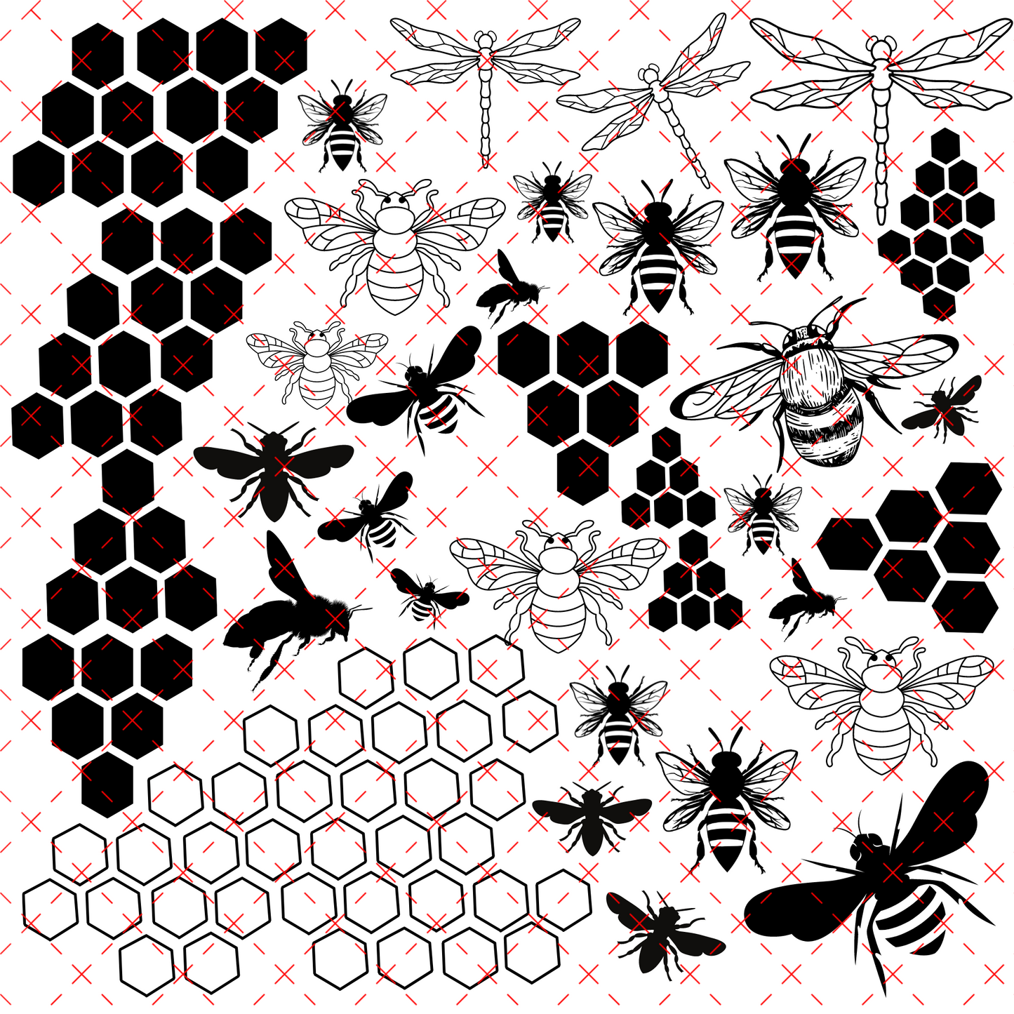 10X10 OUTLINES #16 BEE HIVES