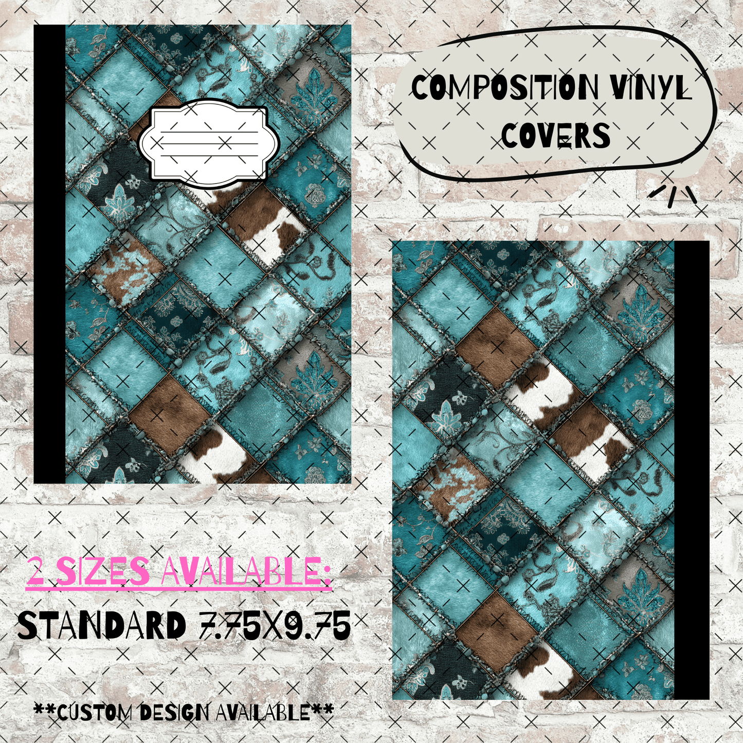 COMPOSITION BOOK VINYL - FARMHOUSE PATCHWORK - 216 Tumblers