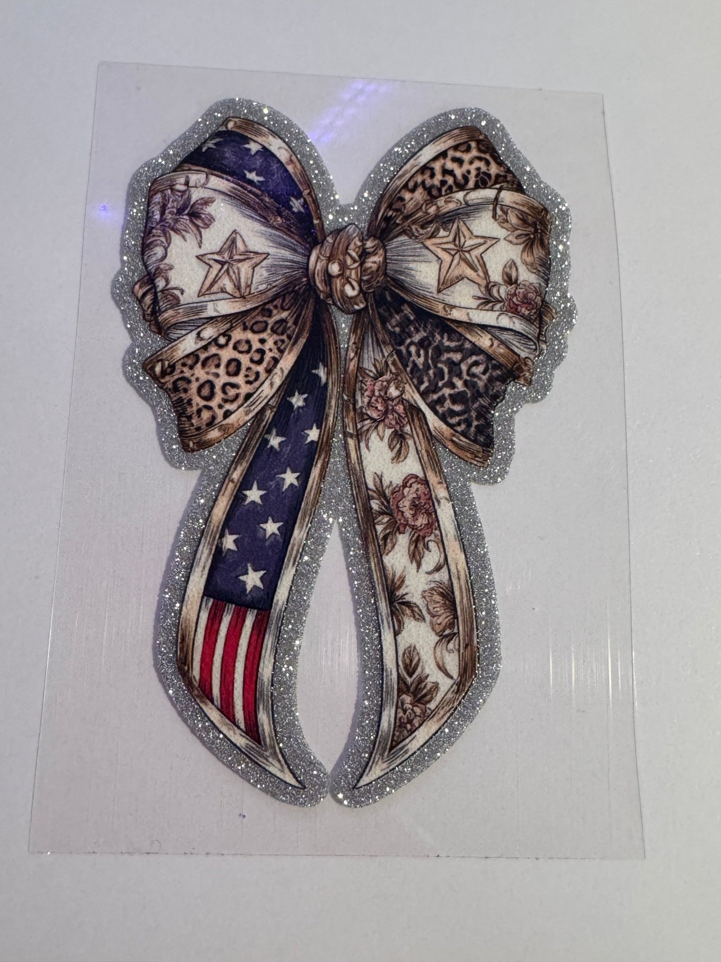 GLITTER UVDTF 412 AMERICAN FLAG BOW - 216 Tumblers