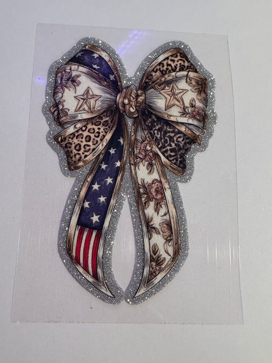 GLITTER UVDTF 412 AMERICAN FLAG BOW - 216 Tumblers