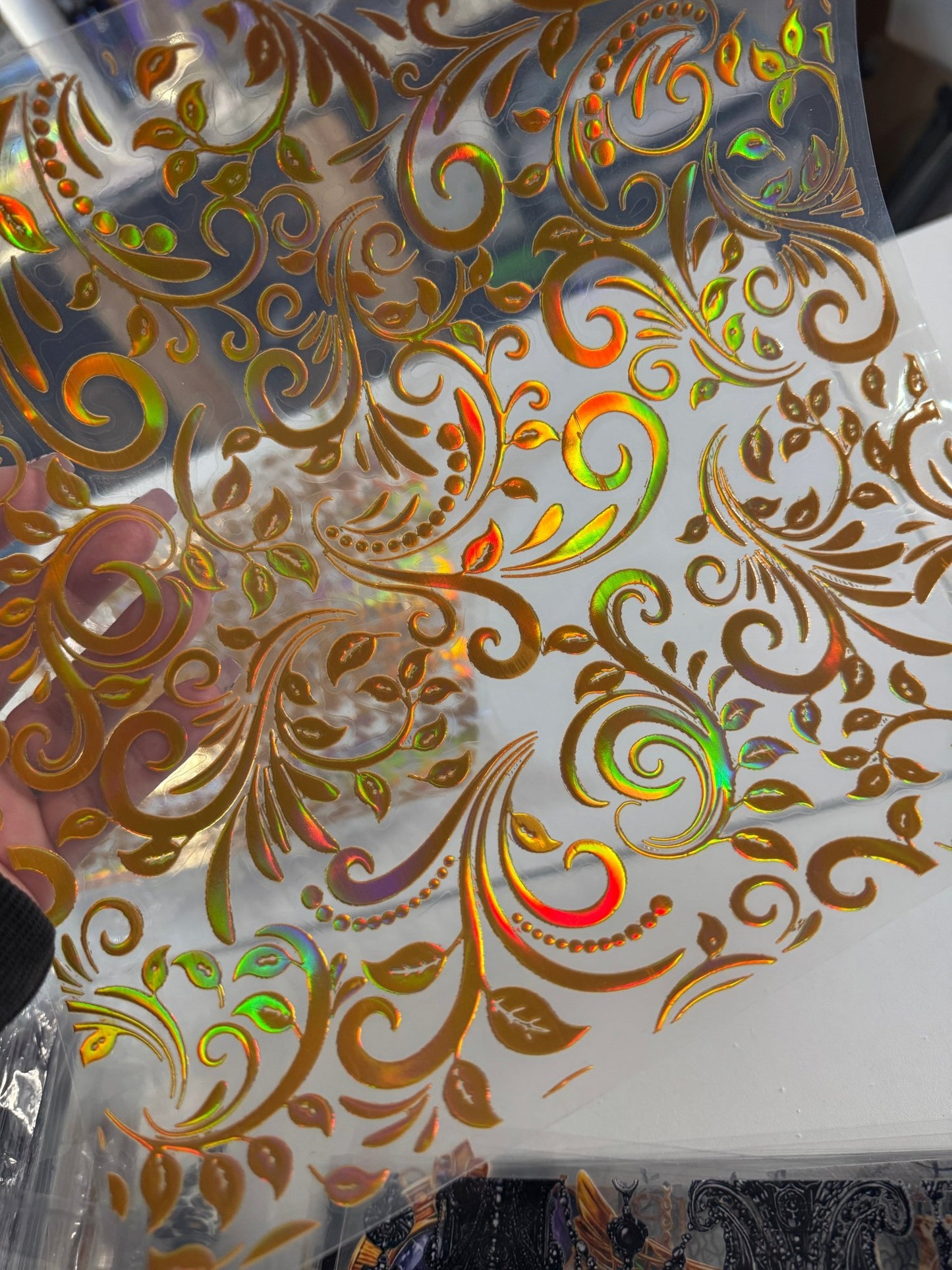 GOLD /ORANGE / GREEN HOLO COLOR SHIFT TOOLED LEATHER - 216 Tumblers