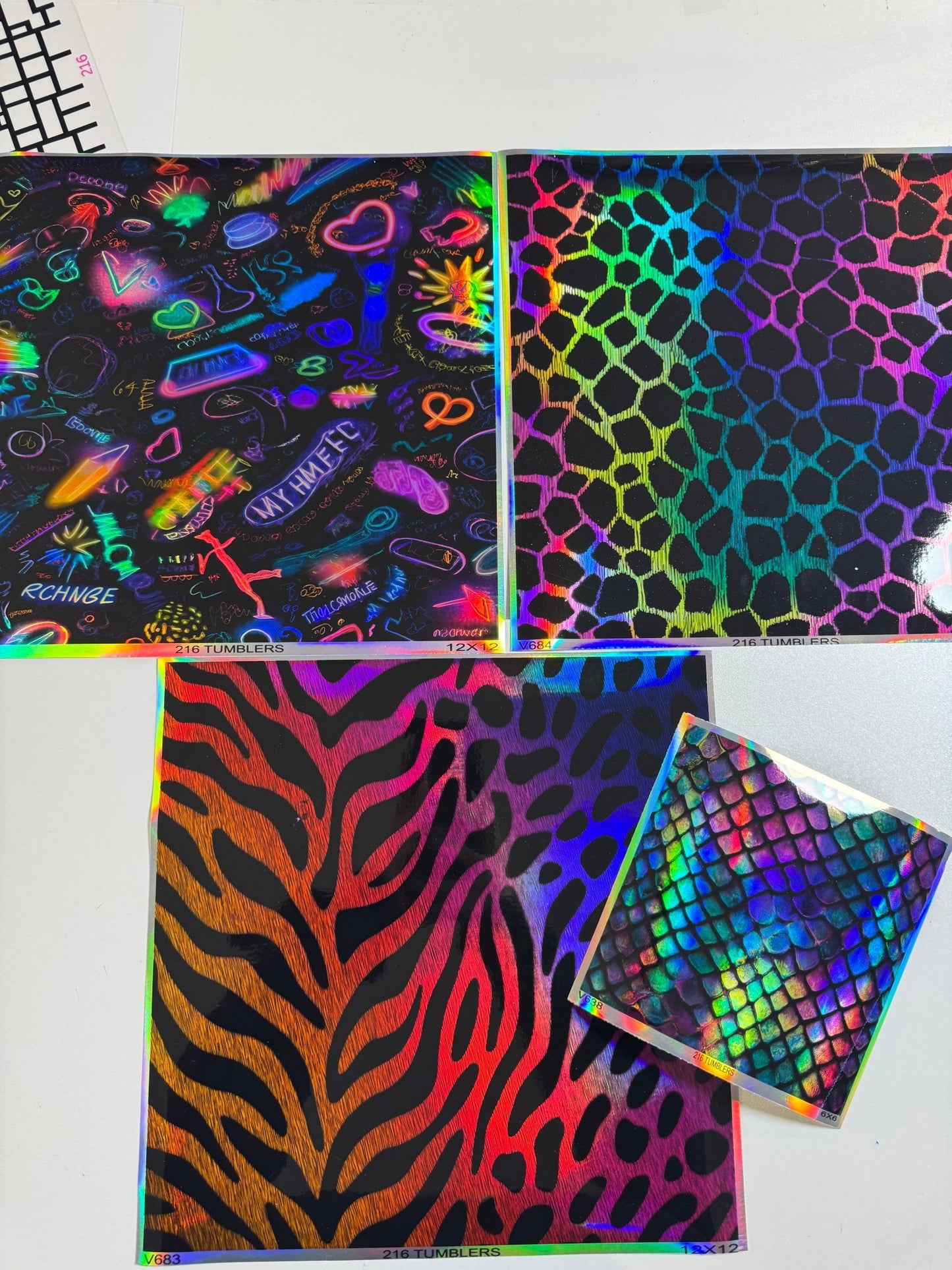 TEST HOLO 1. 12x12* - 216 Tumblers