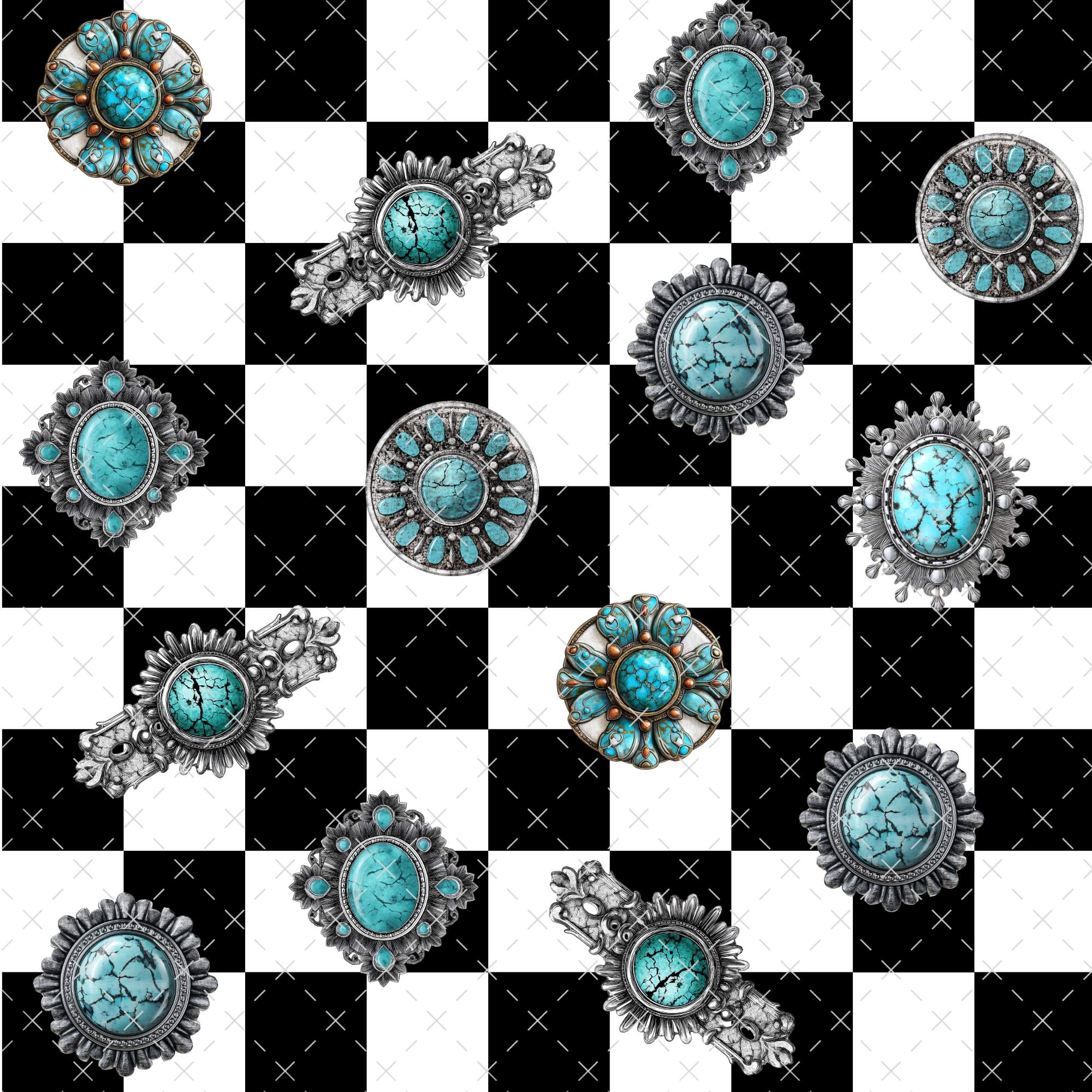 791 TURQUOISE JEWELS CHECKER