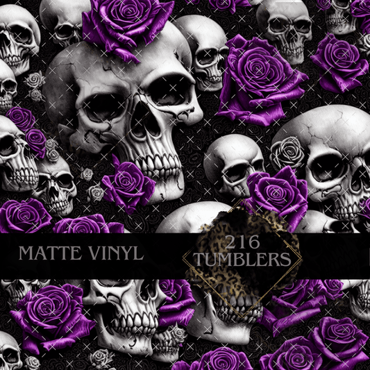 1010 PURPLE ROSE SKULLS - 216 Tumblers