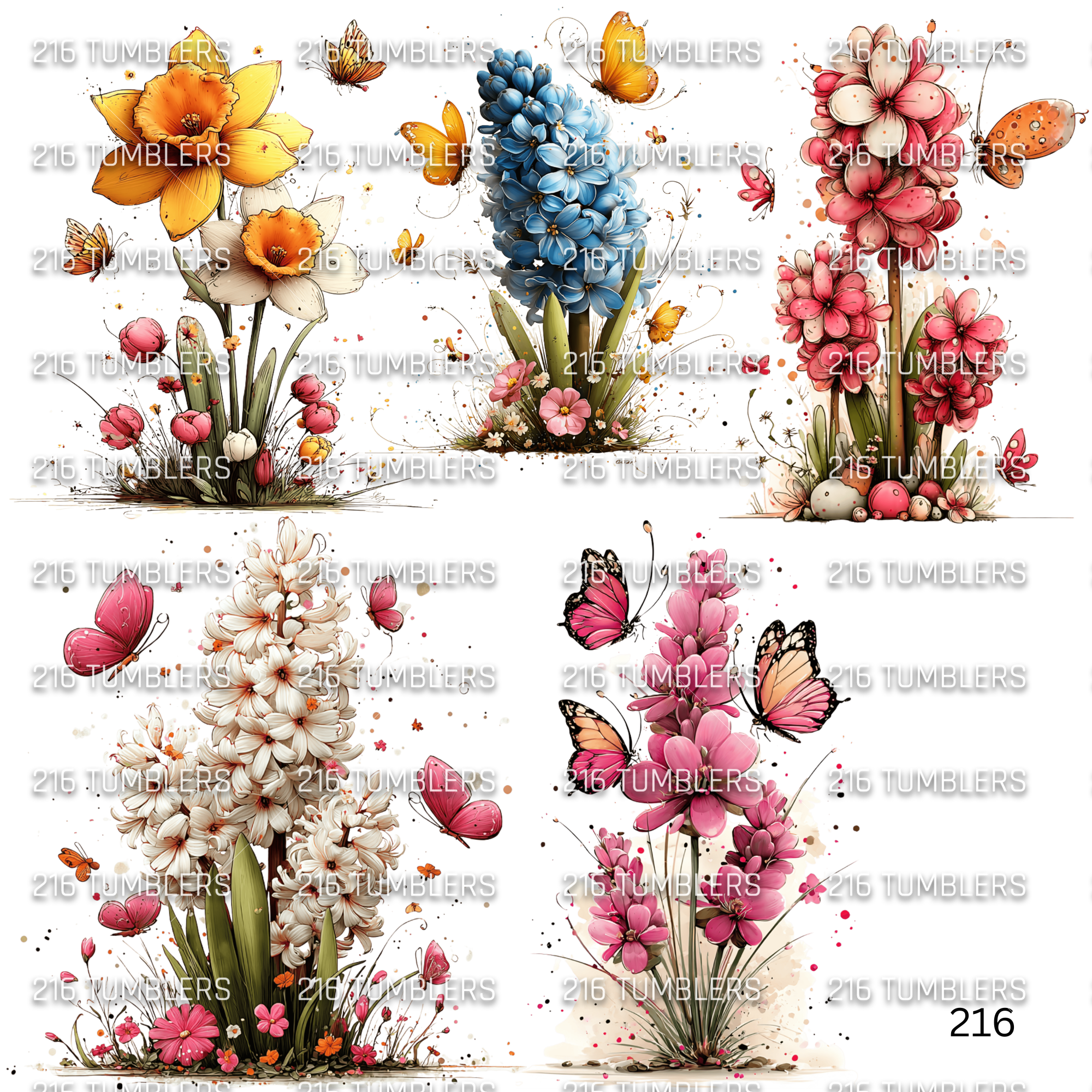 1011 CUTESY FLOWER STANDS - 216 Tumblers