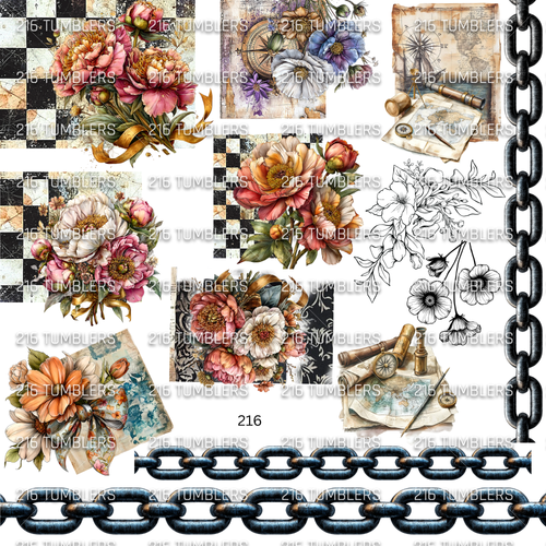 1026 FLOWERS, CHECKERS AND CHAINS - 216 Tumblers