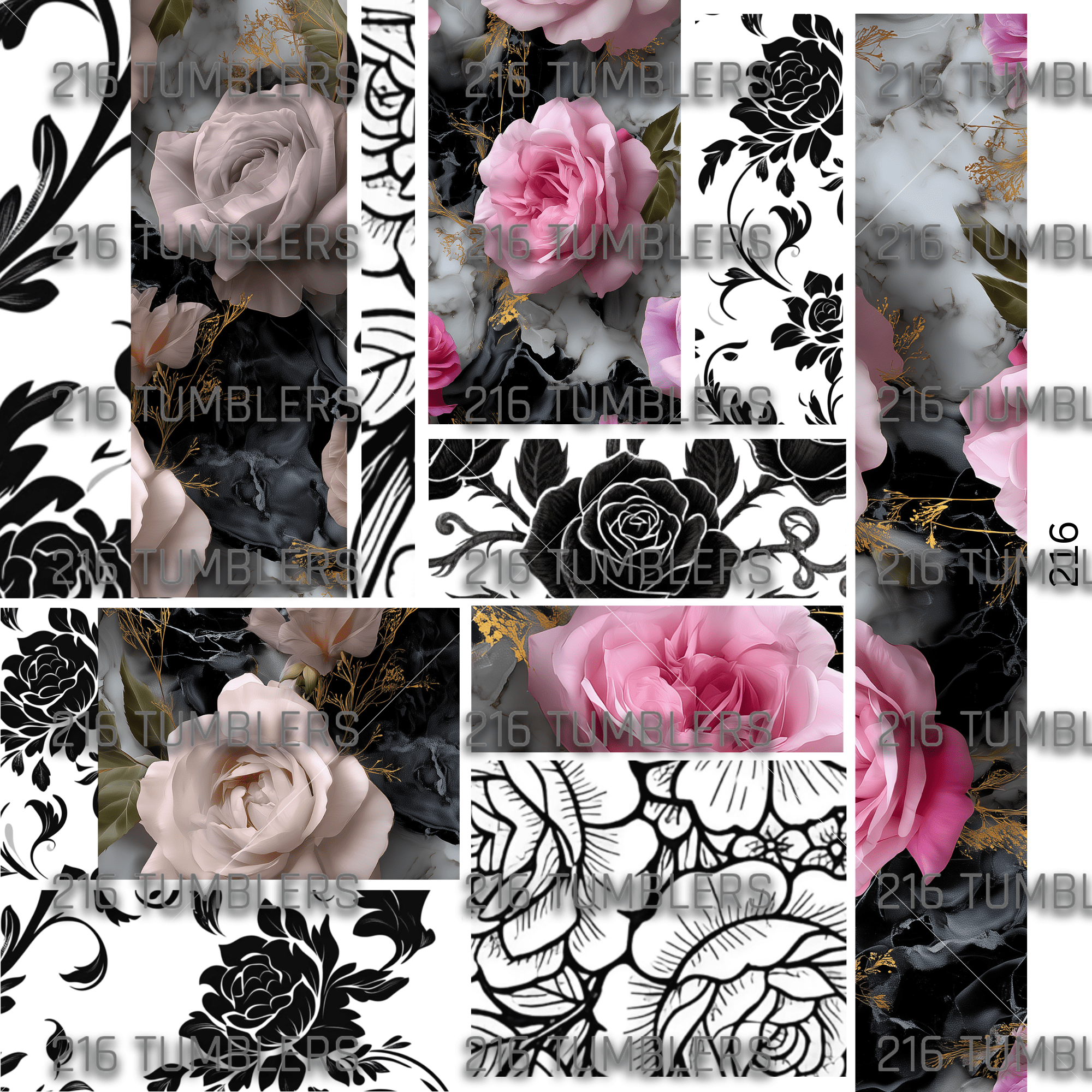 1032 MIXED MEDIA FLORAL - 216 Tumblers