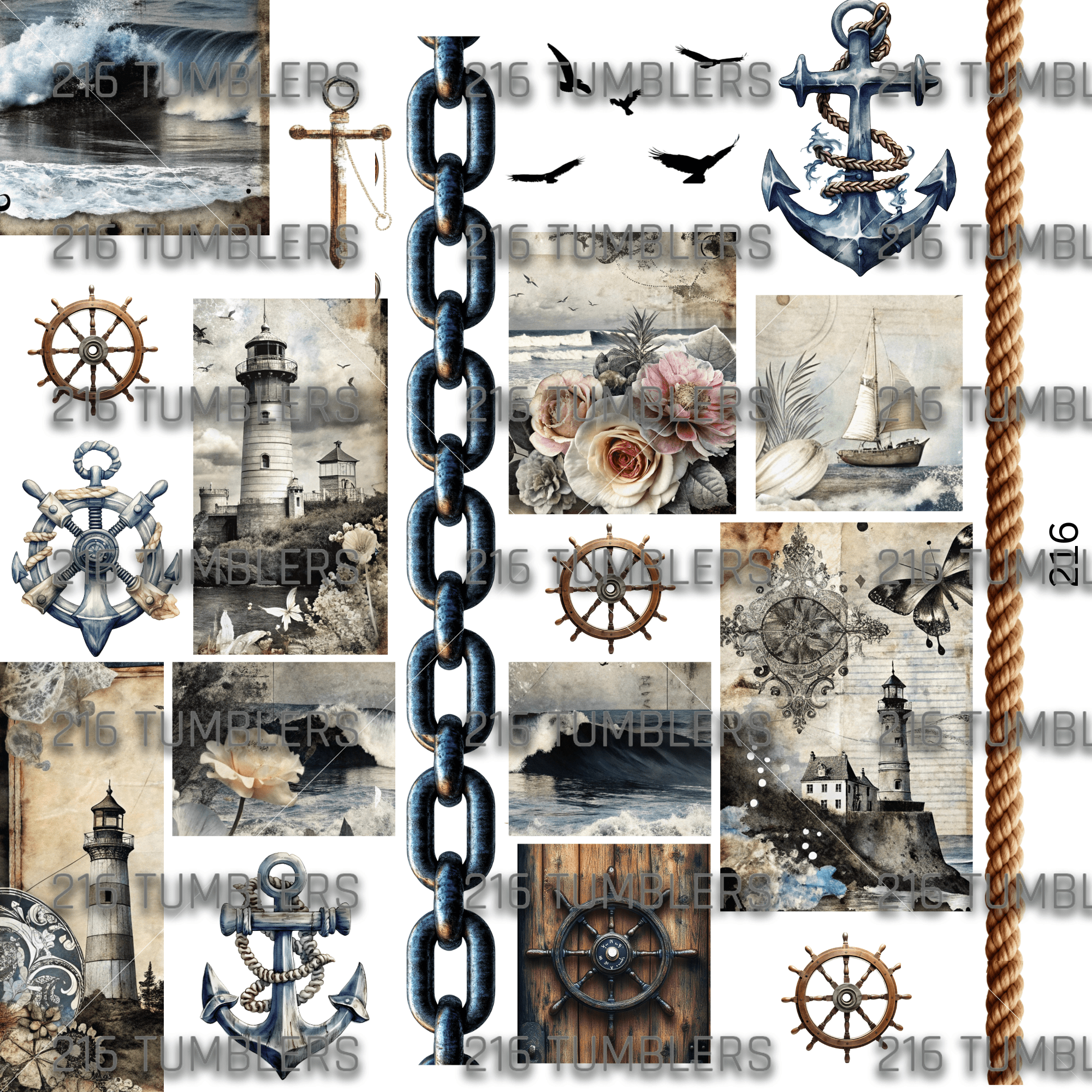 1033 MIXED MEDIA NAUTICAL - 216 Tumblers