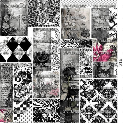 1036 MONOCHROMATIC - ISH MIXED MEDIA - UVDTF - 216 Tumblers
