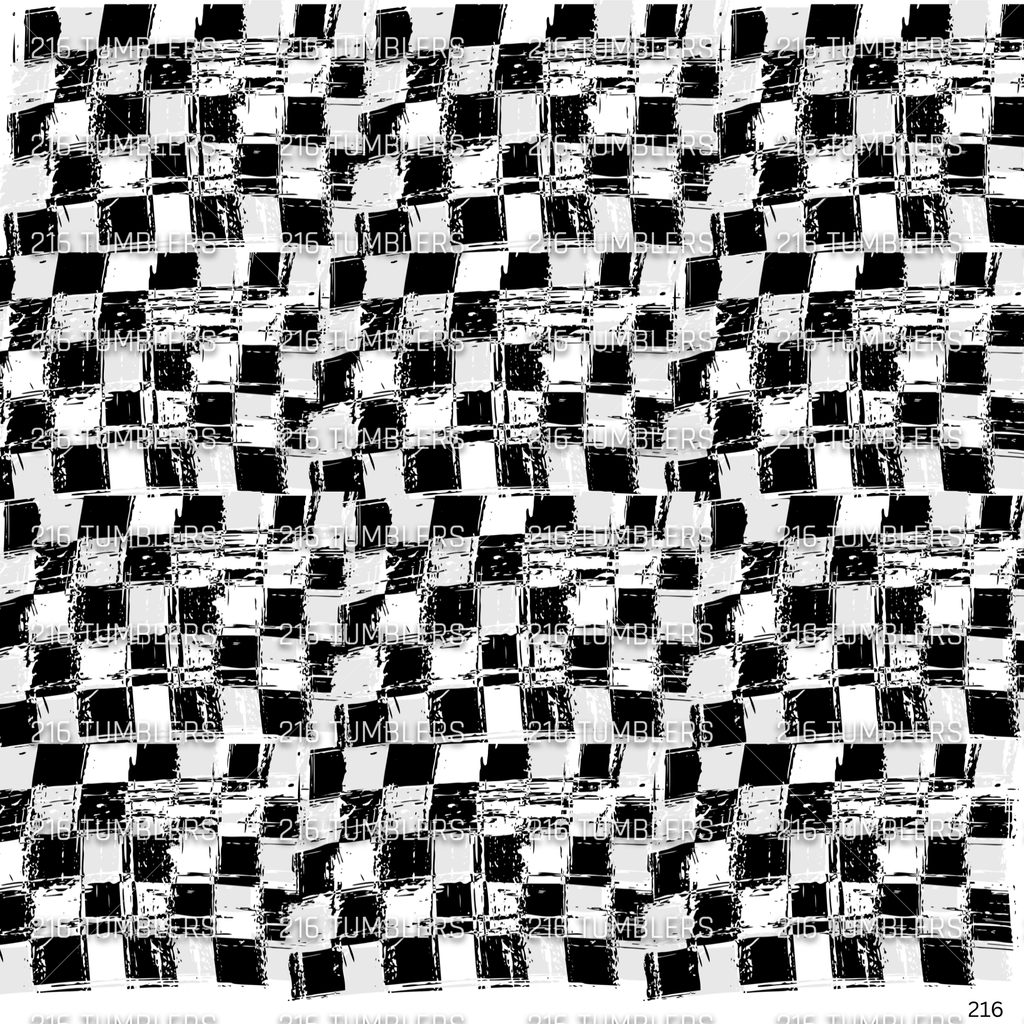 1048 BLACK AND WHITE CHECKER W/TRANSPARENCY - 216 Tumblers