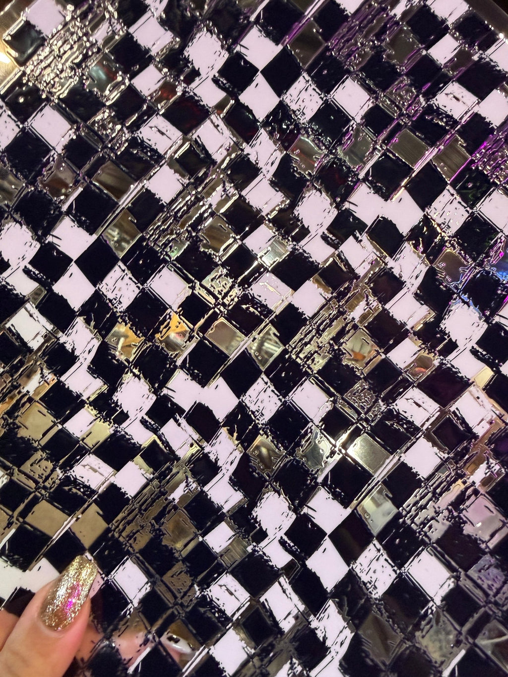 1048 BLACK AND WHITE CHECKER W/TRANSPARENCY - 216 Tumblers