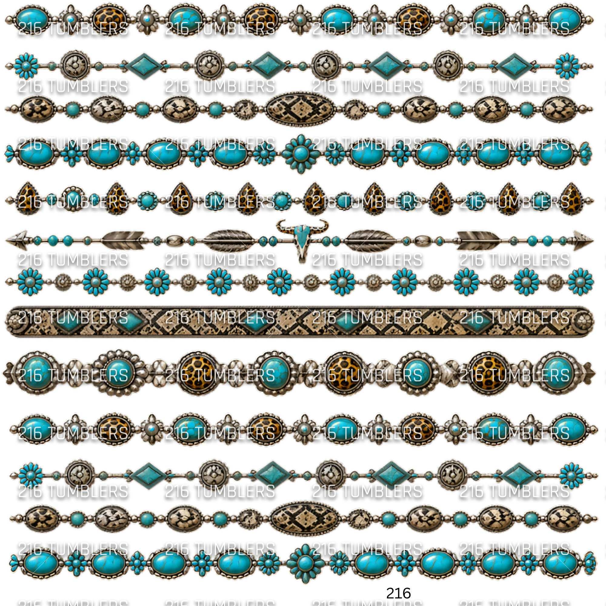 1056 WESTERN / TURQUOISE STRANDS - 216 Tumblers