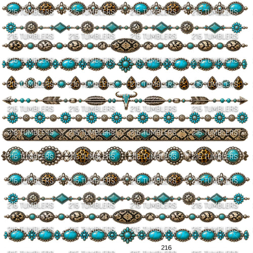 1056 WESTERN / TURQUOISE STRANDS - 216 Tumblers