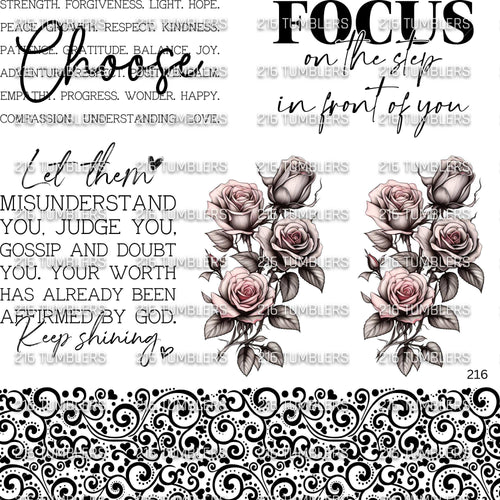 1060 WORDS, FLORALS, OUTLINES - 216 Tumblers
