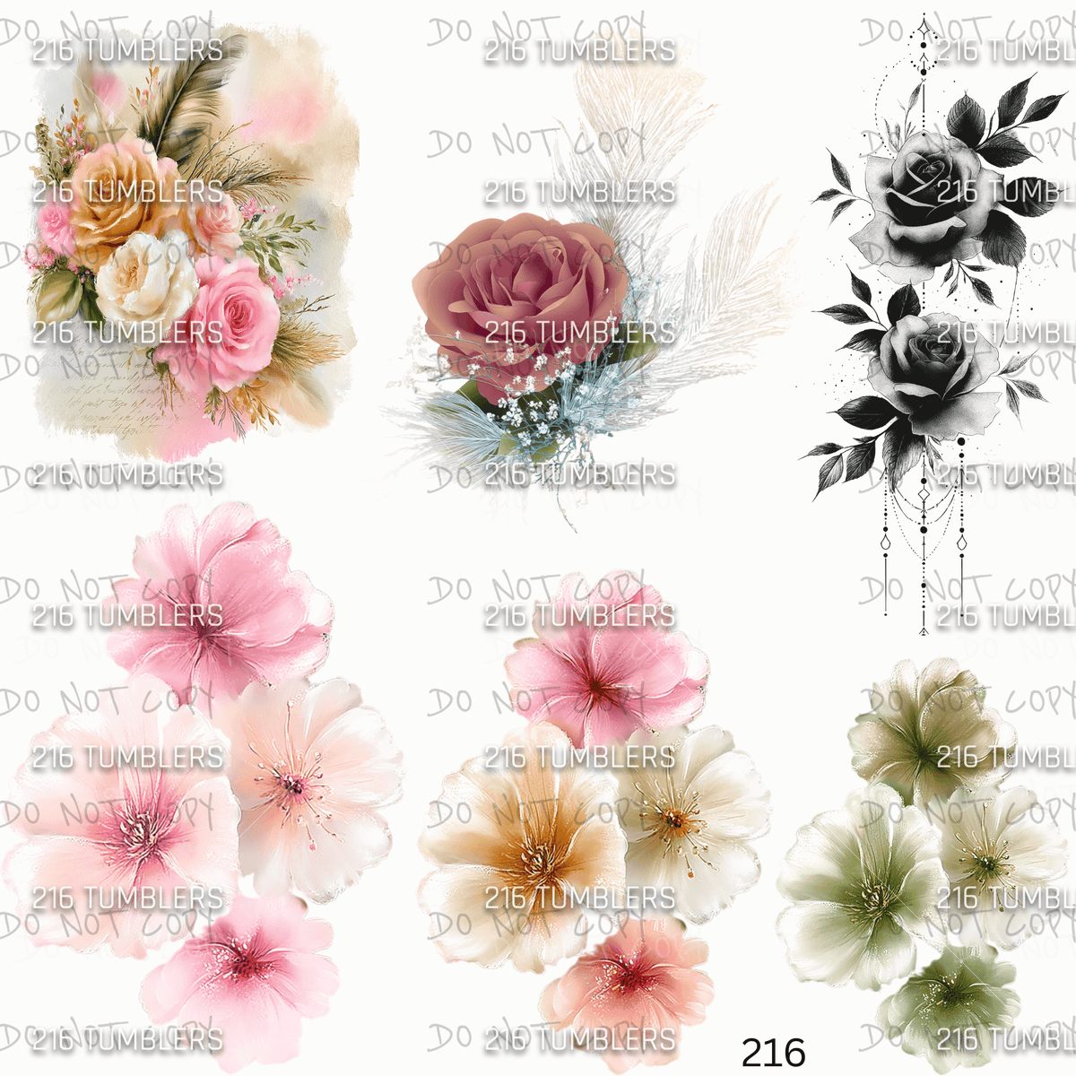 1066 FLORALS - 216 Tumblers