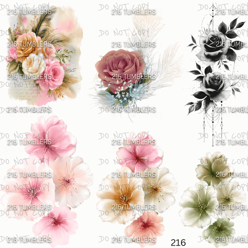 1066 FLORALS - 216 Tumblers